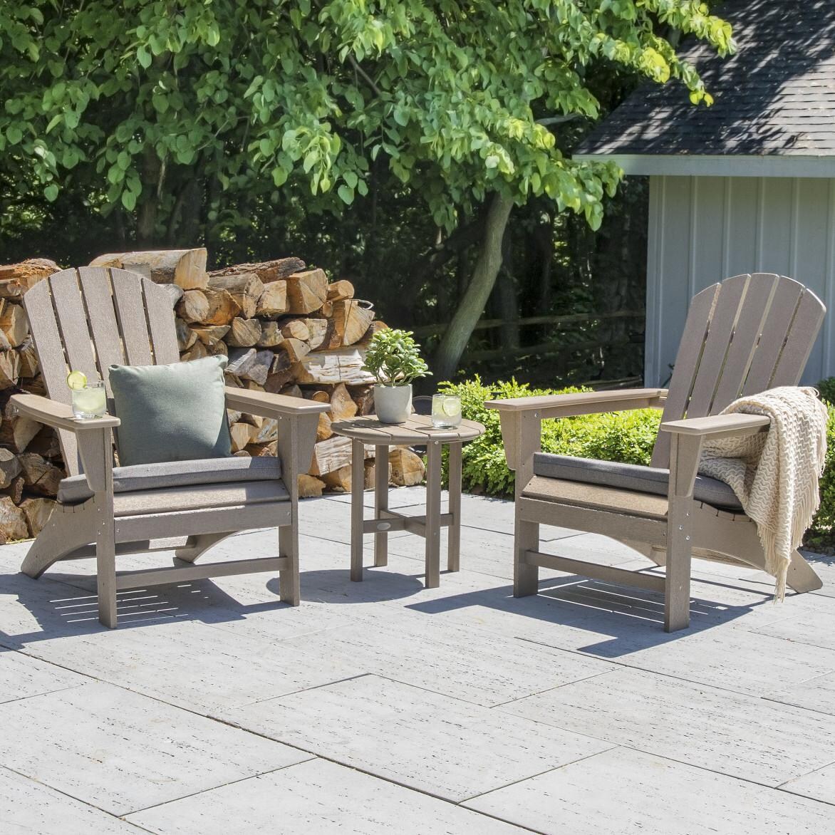 POLYWOOD Nautical 3Piece Adirondack Set Sand BBQGuys
