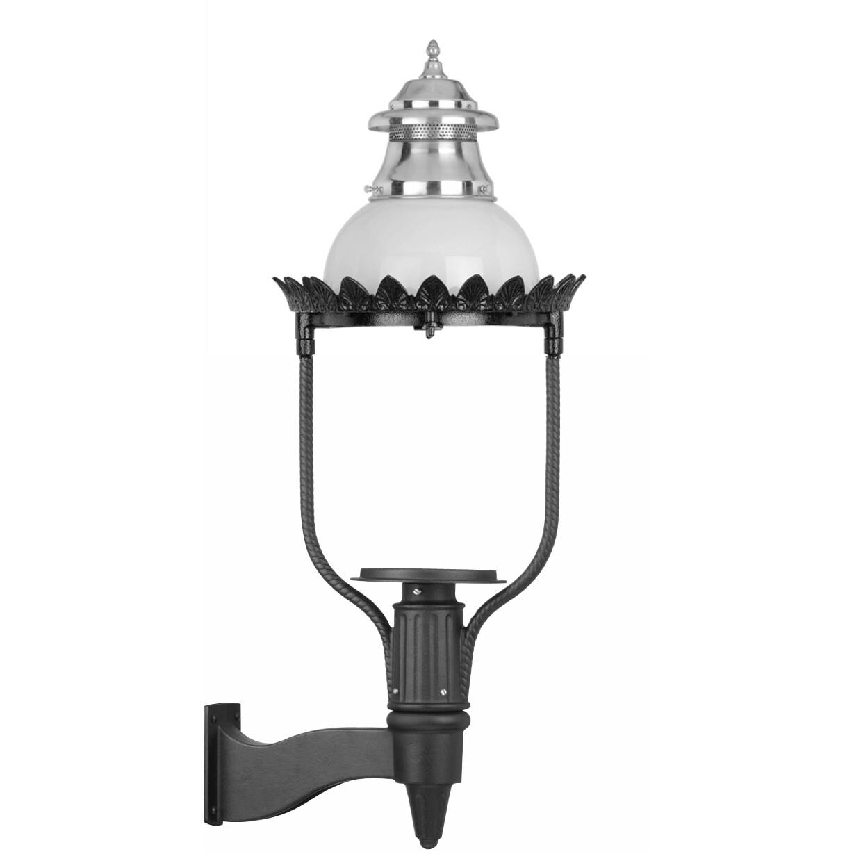 American Gas Lamp Works GL48 Cast Aluminum Manual Ignition Natural Gas Light With Open Flame Burner And Standard Wall Mount