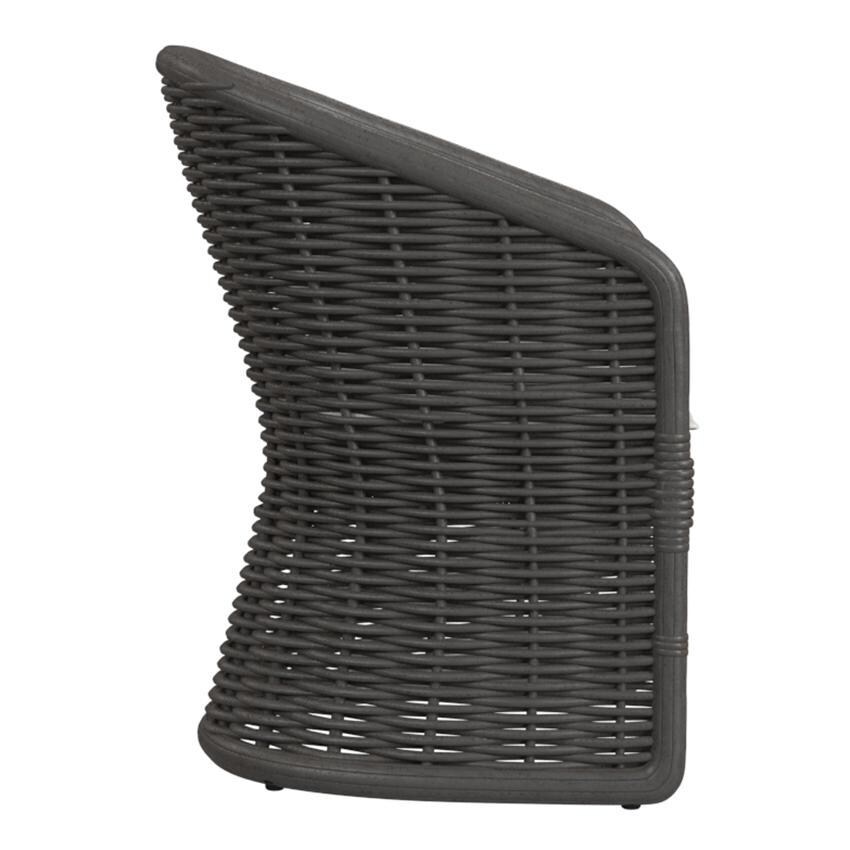 Cabo Resin Wicker Dining Arm Chair in Kahlua/Soothe Pearl by Sunset West - Side - White Background thumbnail