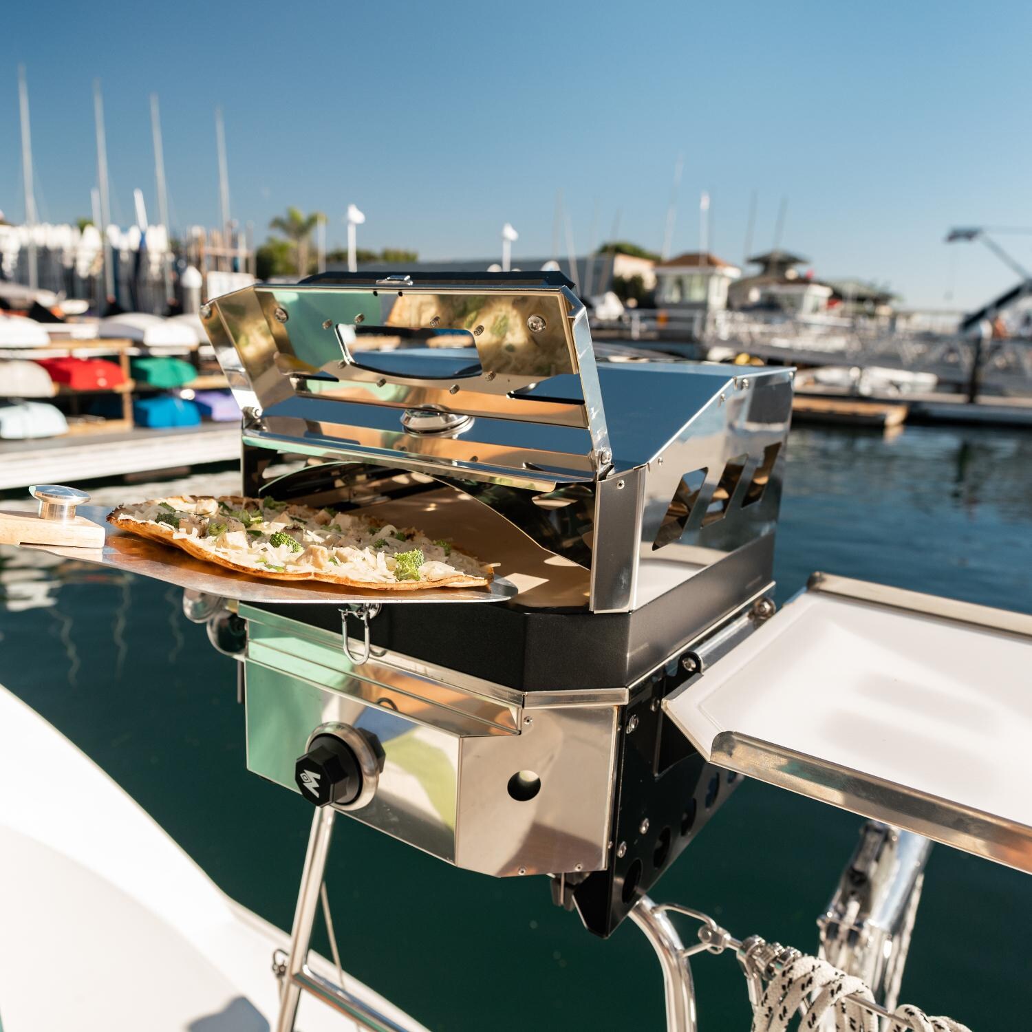 Magma CO10-105-M Crossover Marine Pizza Oven Topper - Using On CO10-101-M Marine Single Burner Firebox Outdoor Cooker thumbnail