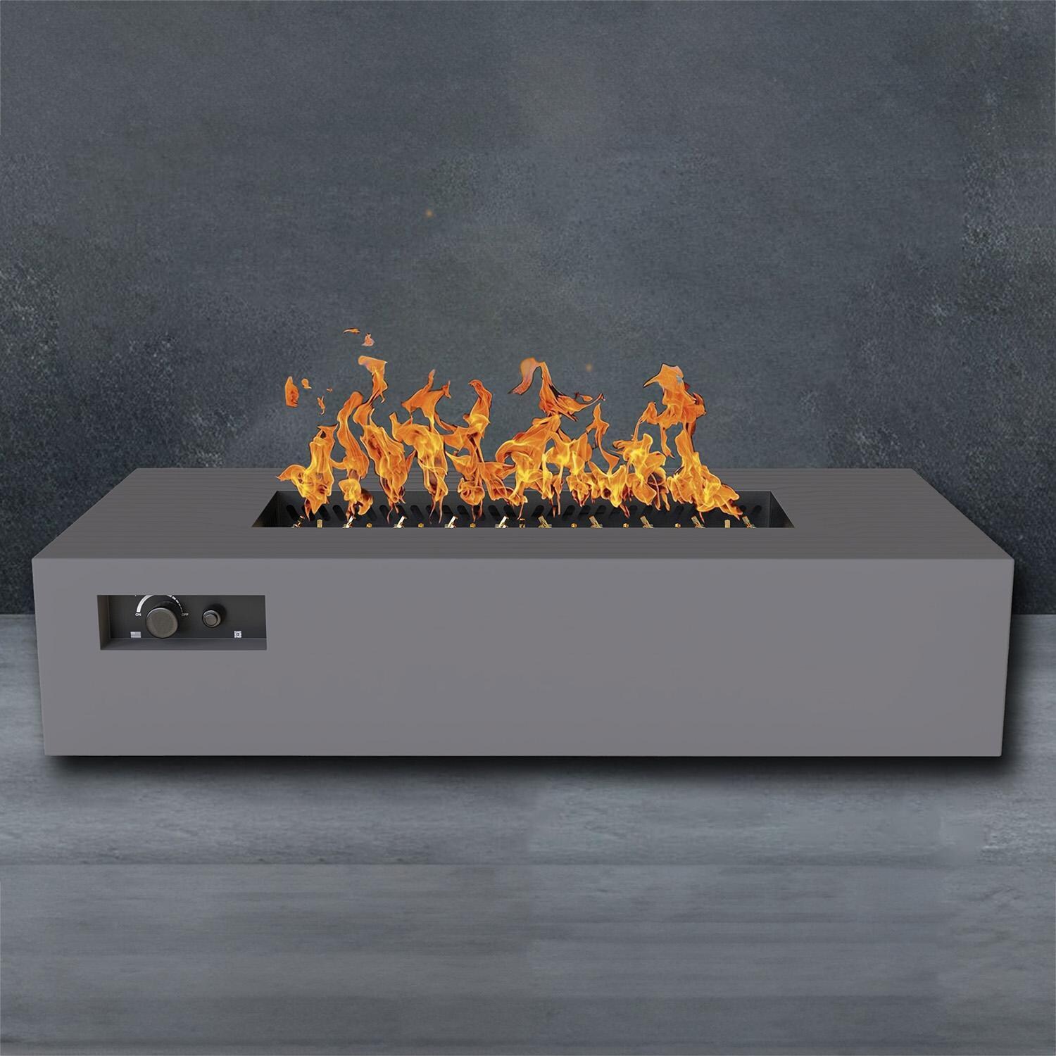 AON 72 x 38 Inch Rectangular Powder Coated Steel Propane Fire Pit Table in Charcoal By Warming Trends - Fire - Detail thumbnail