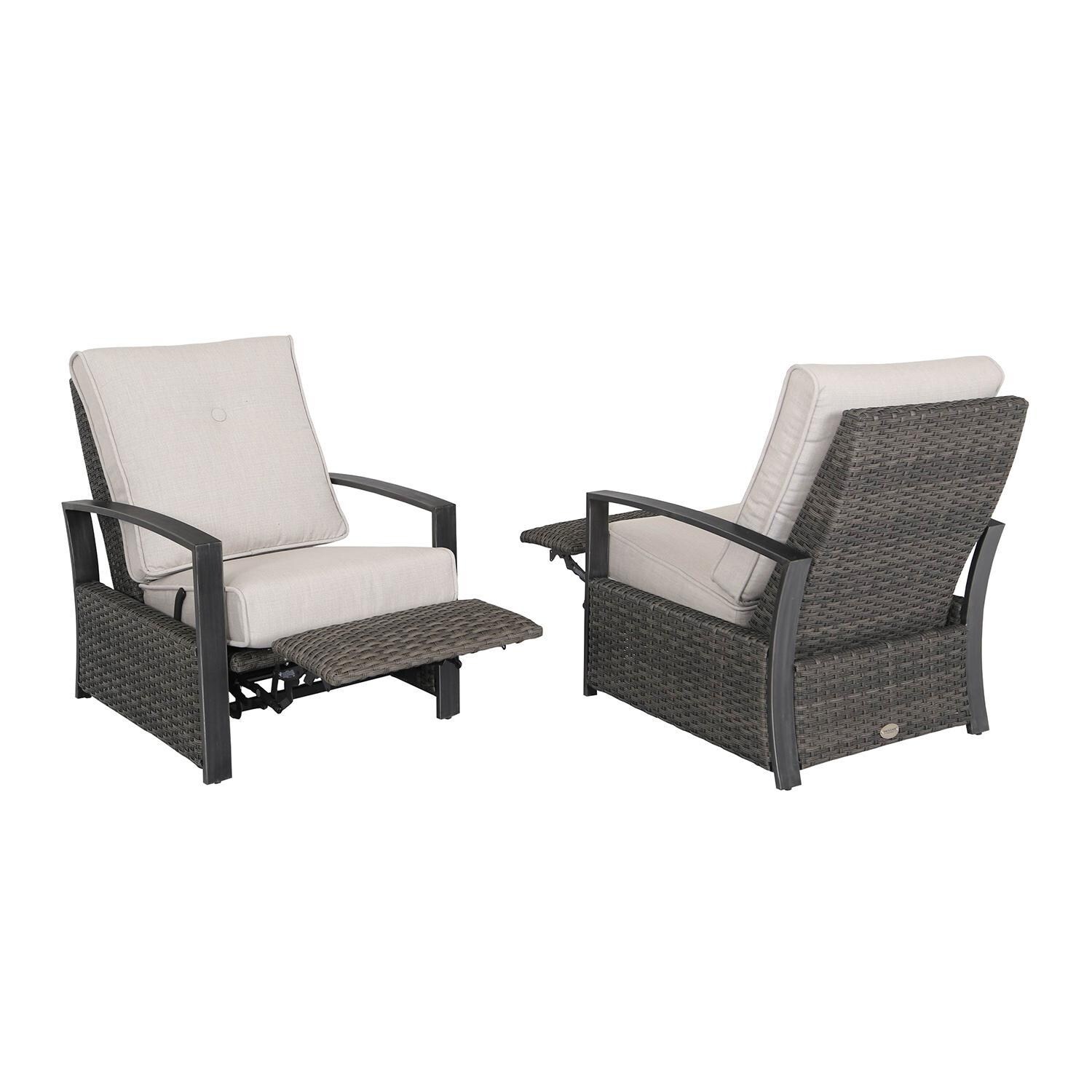 Lakeview Outdoor Designs Catahoula 3 Piece Wicker & Aluminum Patio Conversation Set - Patio Reclining Chairs - Reclined W/ Footrest Raised thumbnail