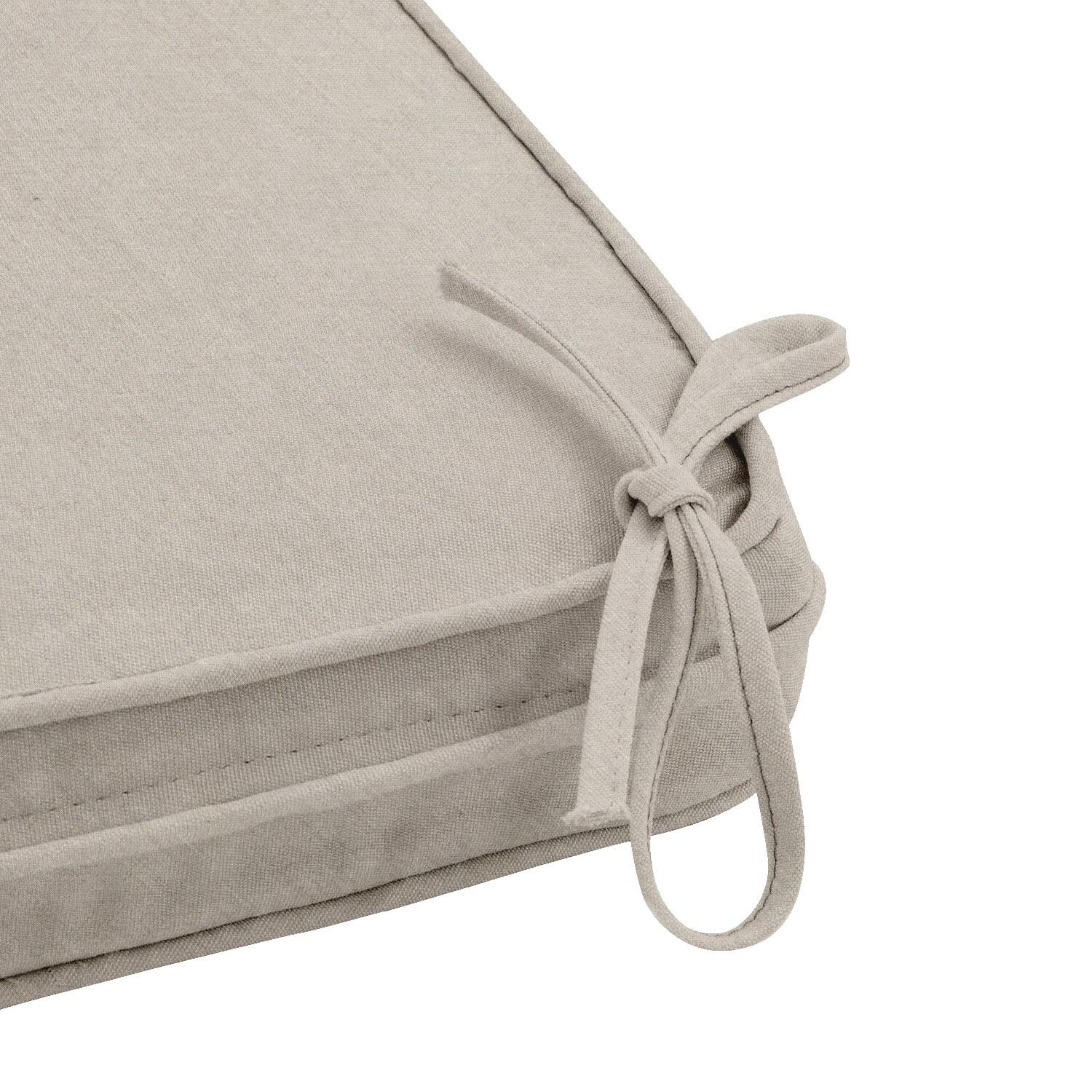 Sunbrella Cast Ash Small Outdoor Replacement Bench Cushion W/ Piping By UltimatePatio.com - Tie Detail thumbnail