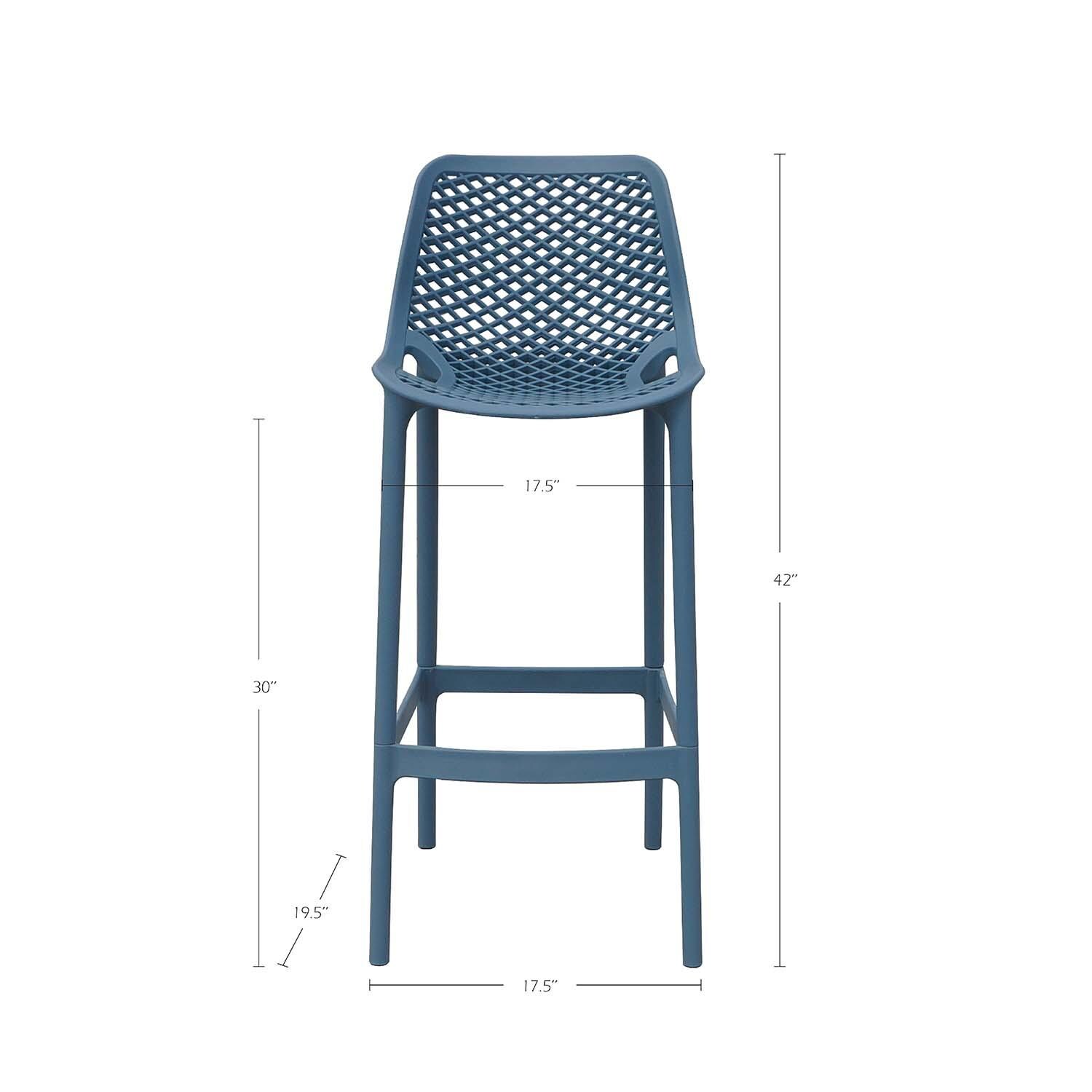 All Space Polyresin Bar Stool Set of 4 in Blue Gray By Darlee - Dimensional thumbnail