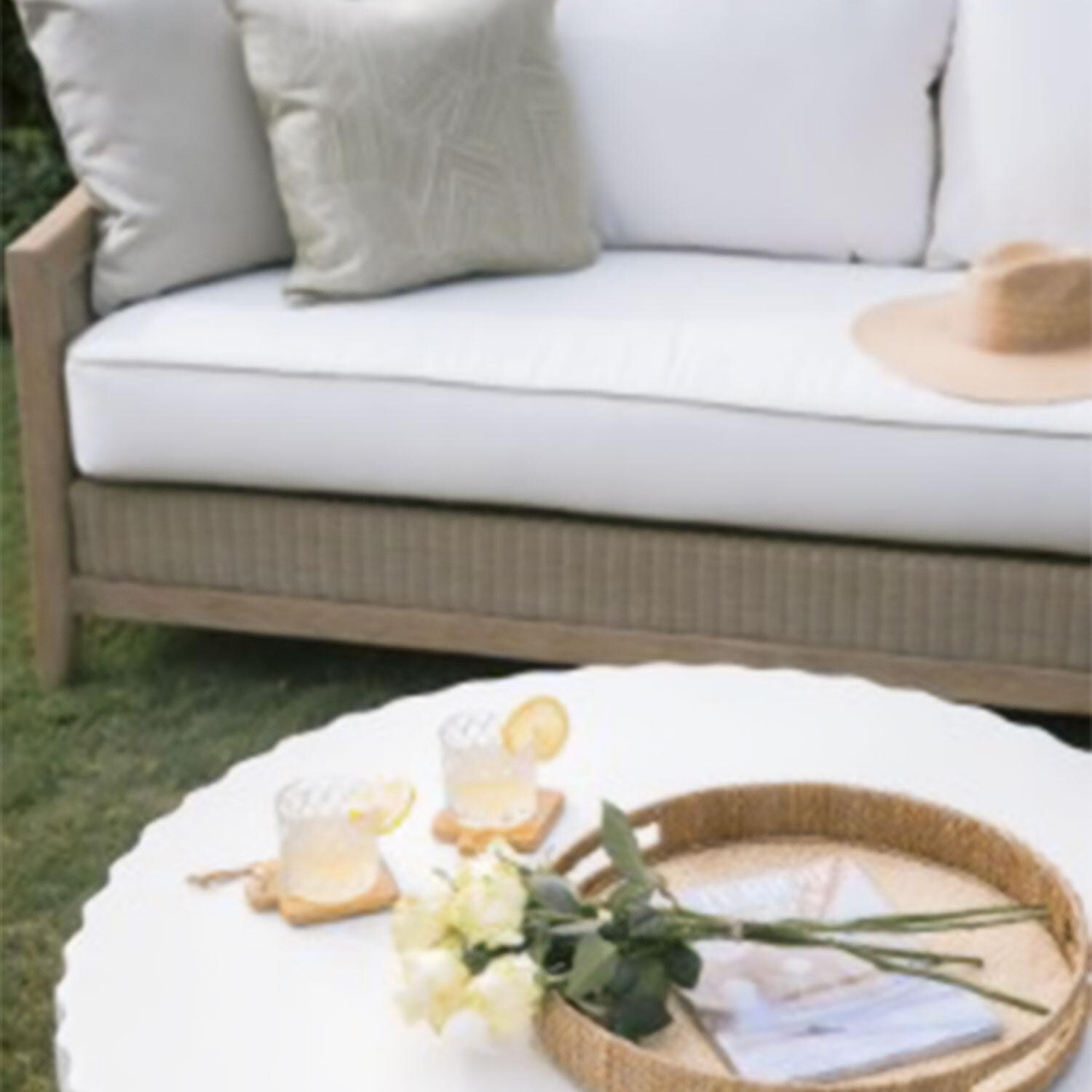 Sunset West - 6203-ACT - Athena 41-Inch Round GFRC Patio Coffee Table - Top View - Lifestyle thumbnail