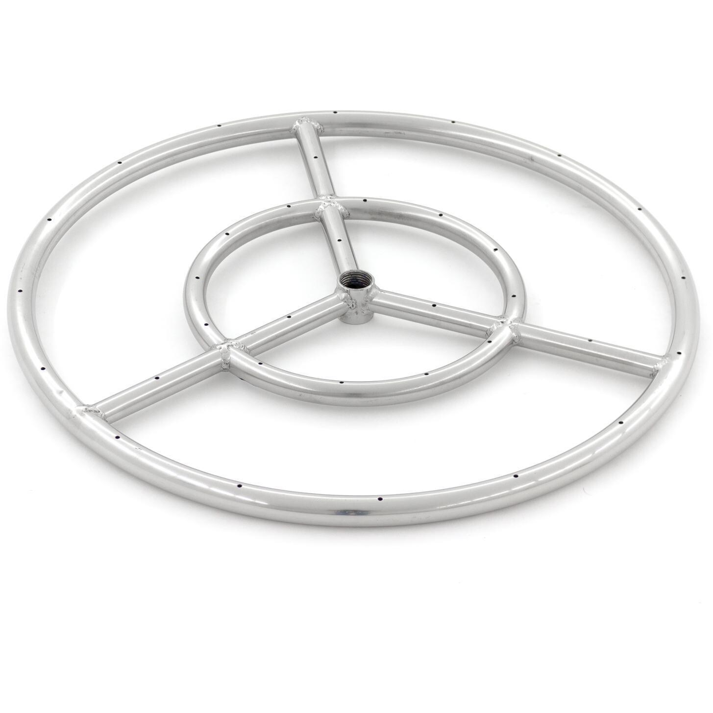 BBQGuys Signature 18-Inch Three-Spoke Round Propane Double-Ring Burner - Stainless Steel (Ships As Natural Gas)