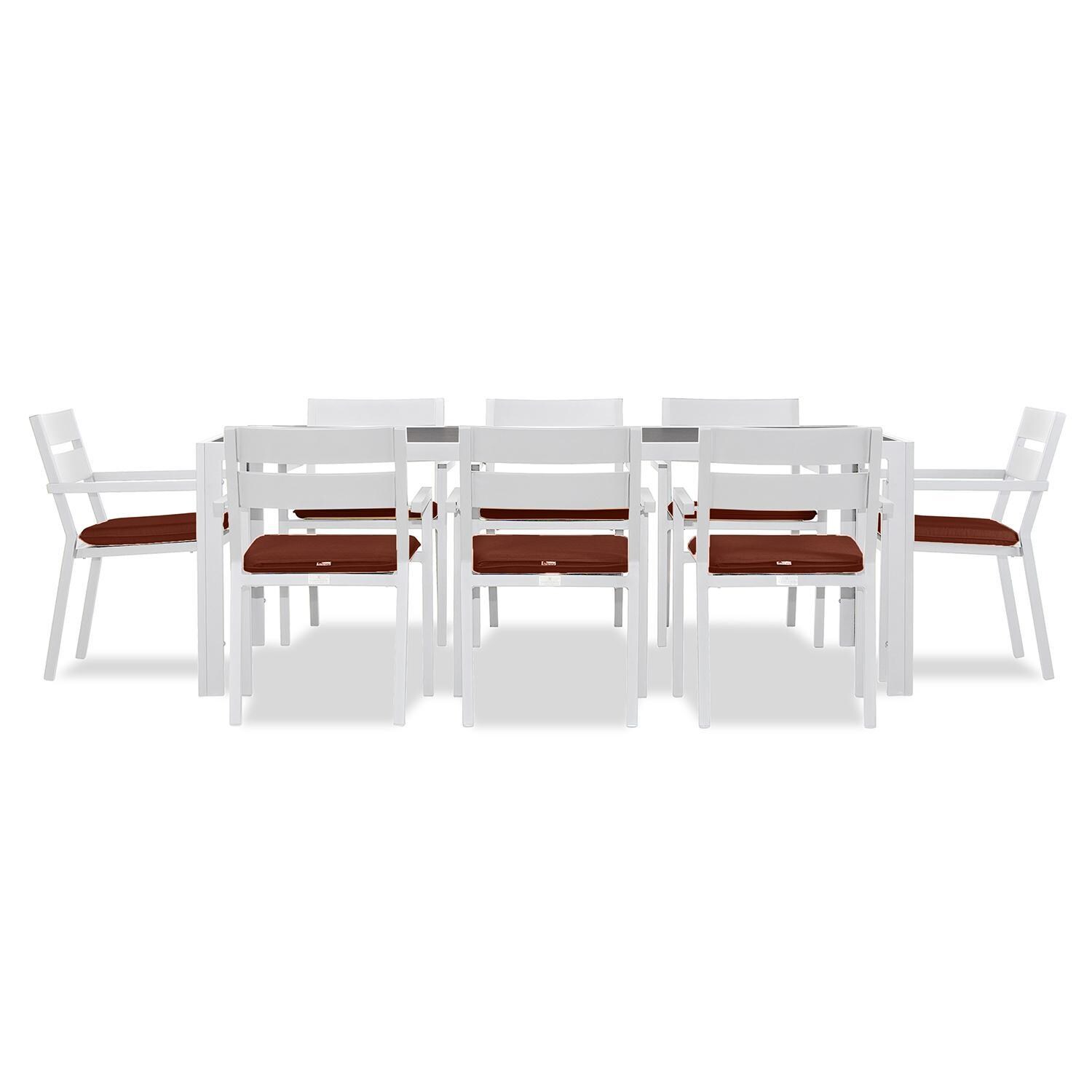 Calm Bay 9 Pc Rectangular Dining Set in White/Canvas Henna by Lakeview - White Background 2 thumbnail