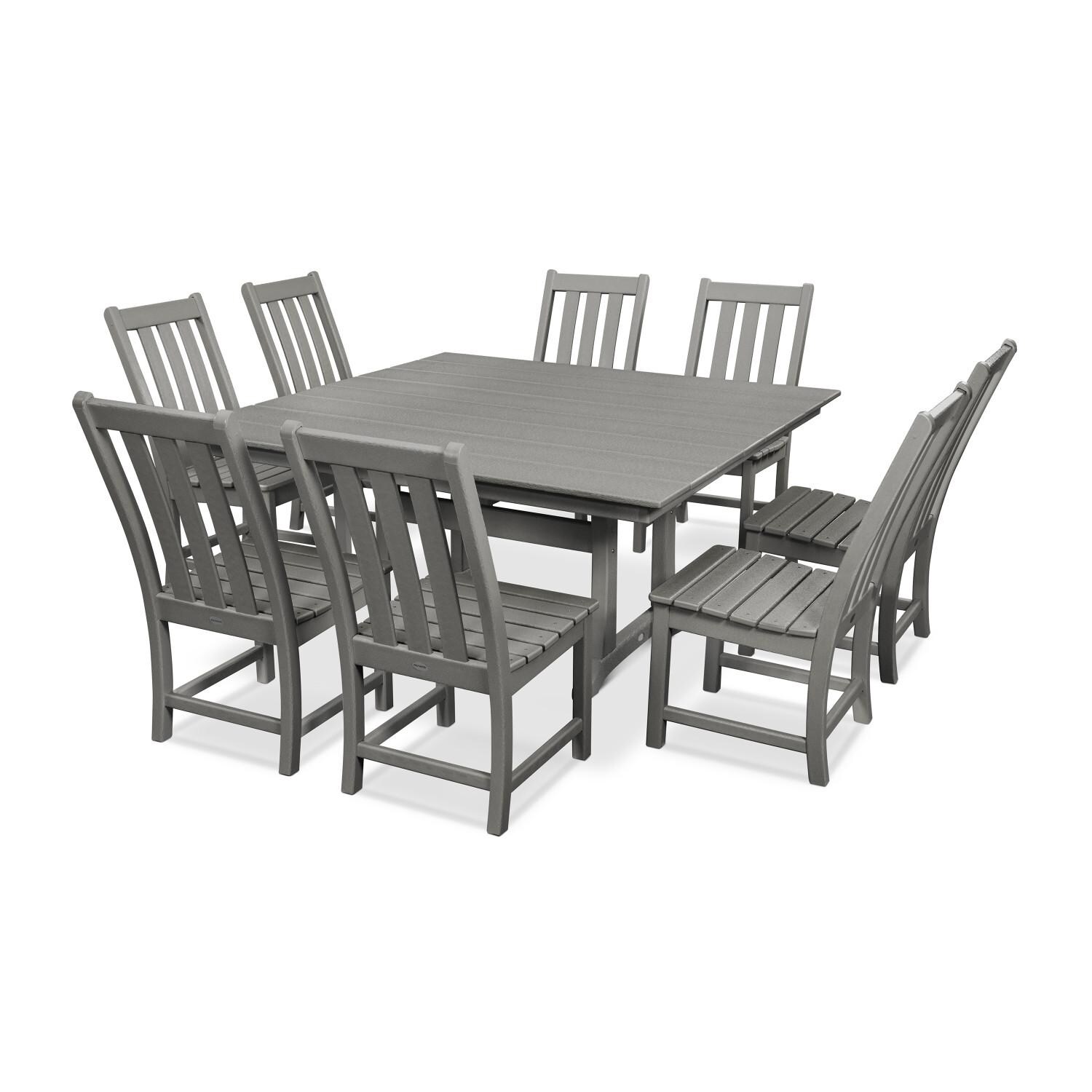 POLYWOOD PWS342-1-GY Vineyard 9-Piece Farmhouse Trestle Dining Set thumbnail