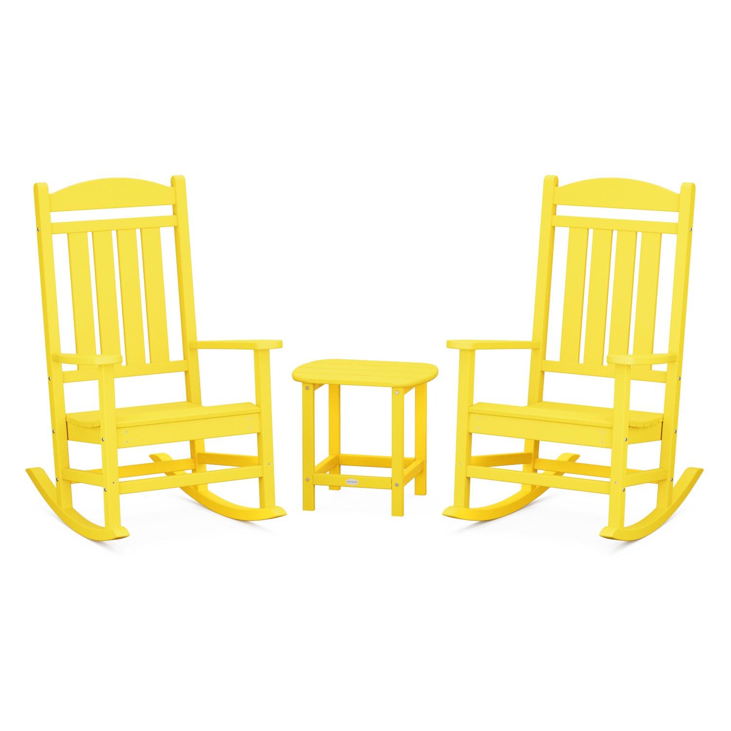POLYWOOD Lemon Presidential Rocker 3-Piece Set w/ South Beach 18-Inch Side Table thumbnail