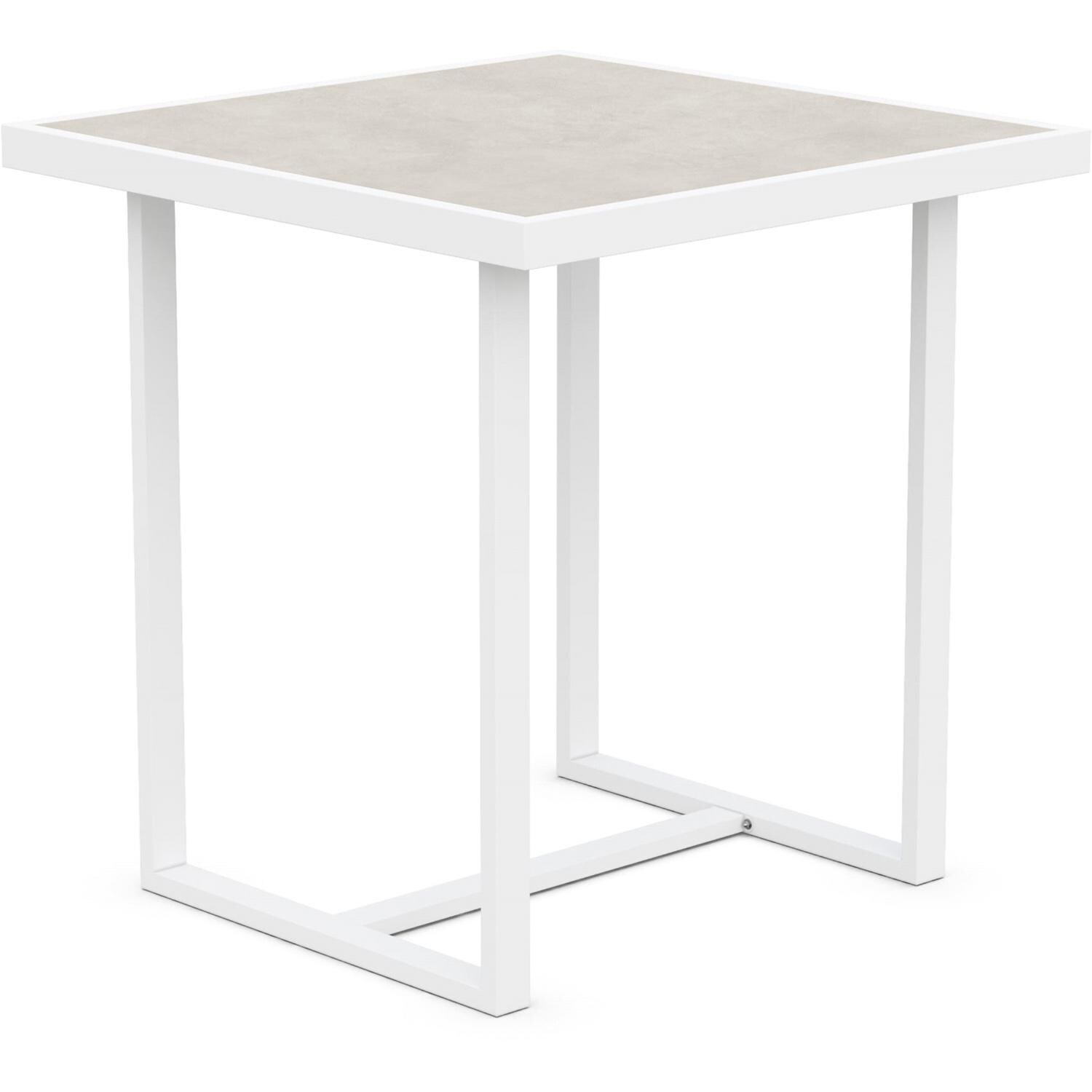Azzurro Living Pavia 35 Inch White Aluminum Counter Table W/ Albarium Dekton Top - Angled - White Background thumbnail