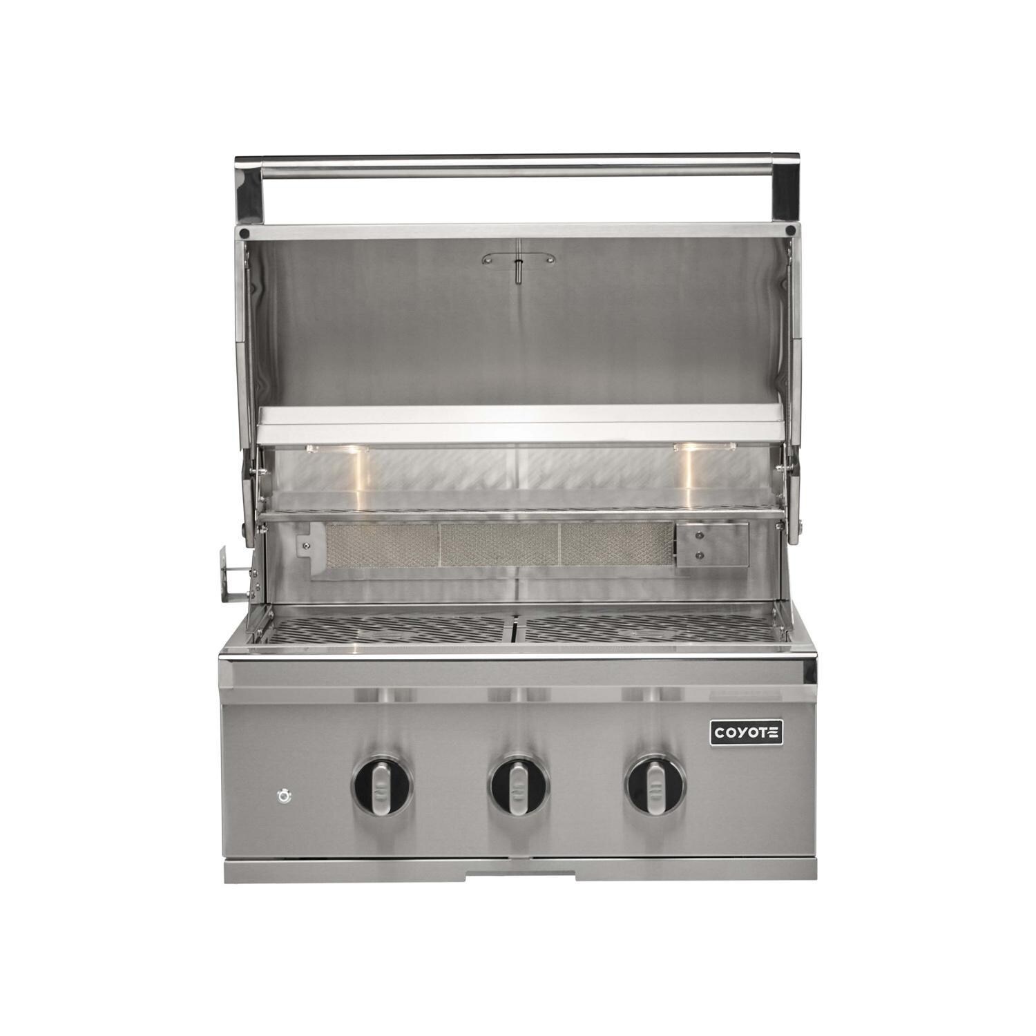Coyote Outdoor Living 30 Inch SL-Series Built-In Natural Gas Grill - Open - White Background thumbnail