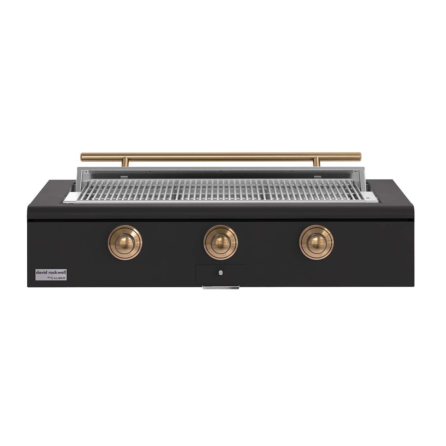 Caliber 48-in Natural Gas Built-In Rockwell Grill - Ultra Matte Black w/ Gold Hardware - CRG-48BN00-A-085-H08