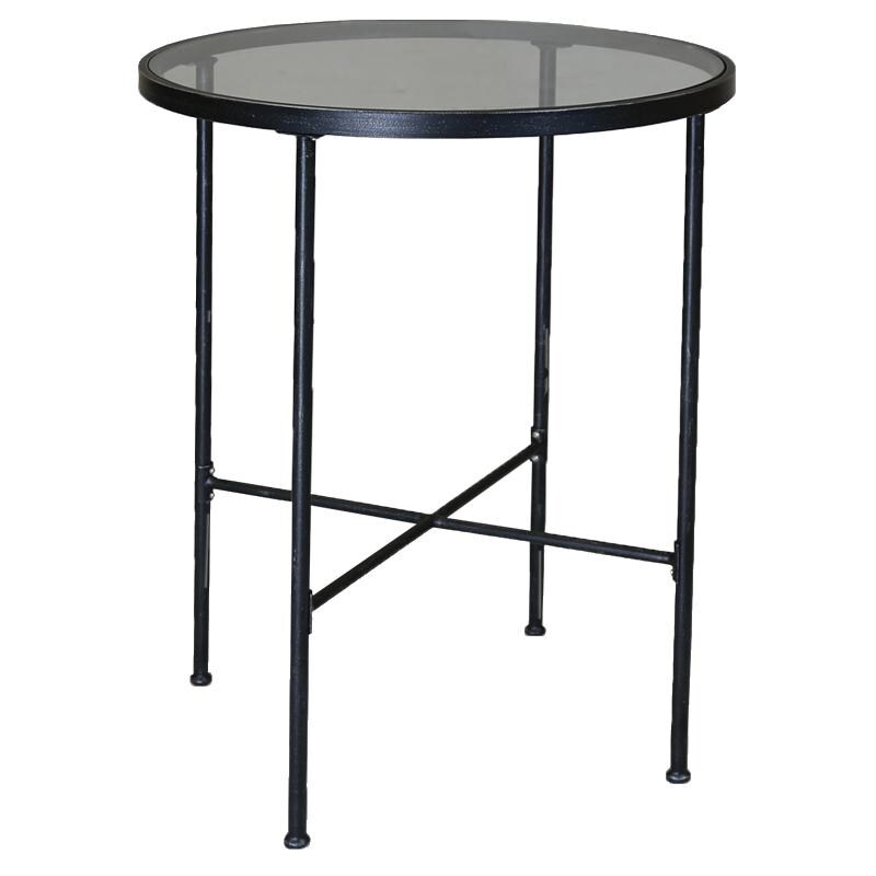 Provence 32 Inch Round Wrought Iron Patio Bar Table With Glass Top By