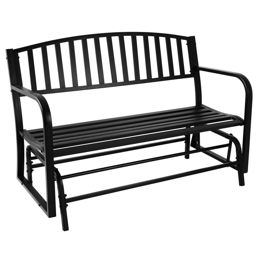 Ultimate Patio 50-Inch Black Steel Patio Glider Bench - Full View thumbnail