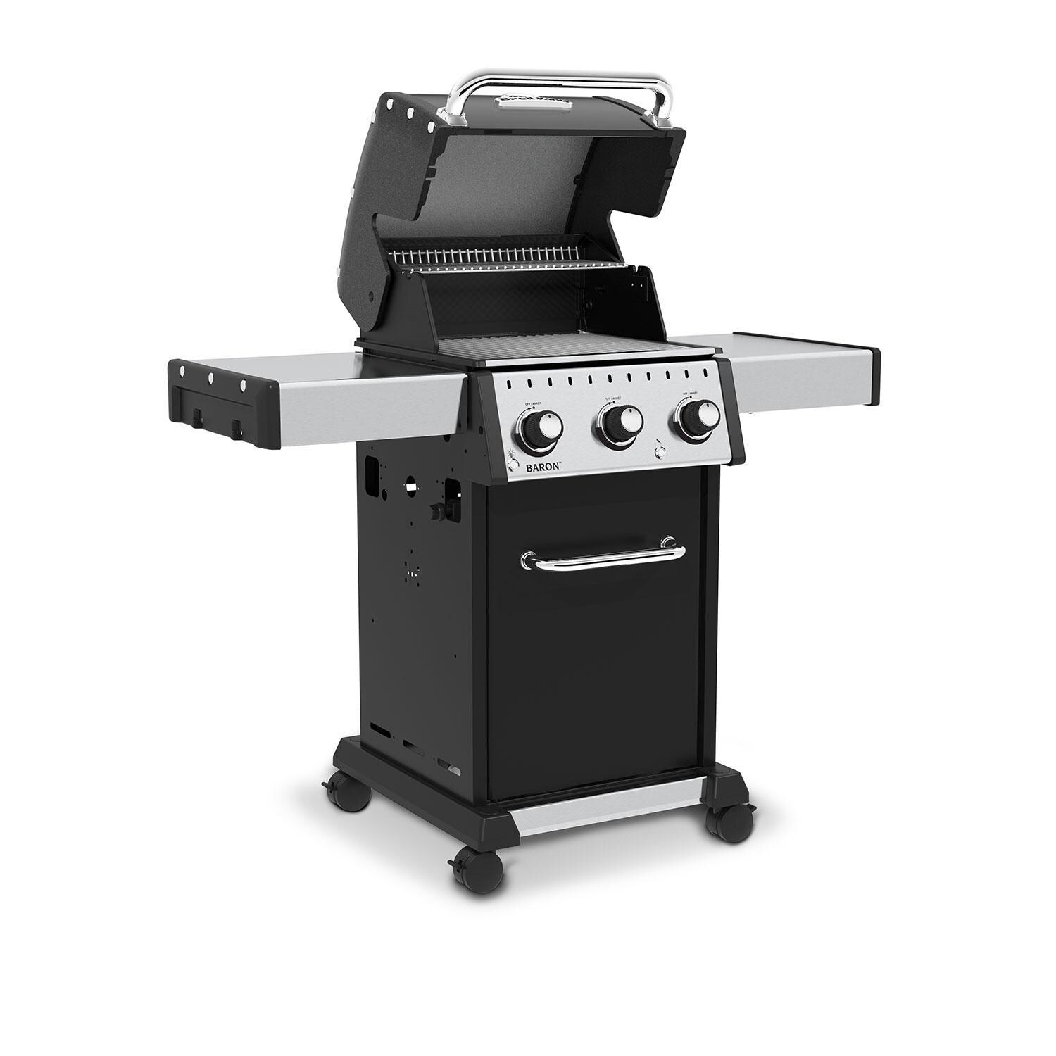 Broil King 874214 24 Inch Baron 320 PRO Propane Gas Grill - Opened - Angled Right - White Background thumbnail