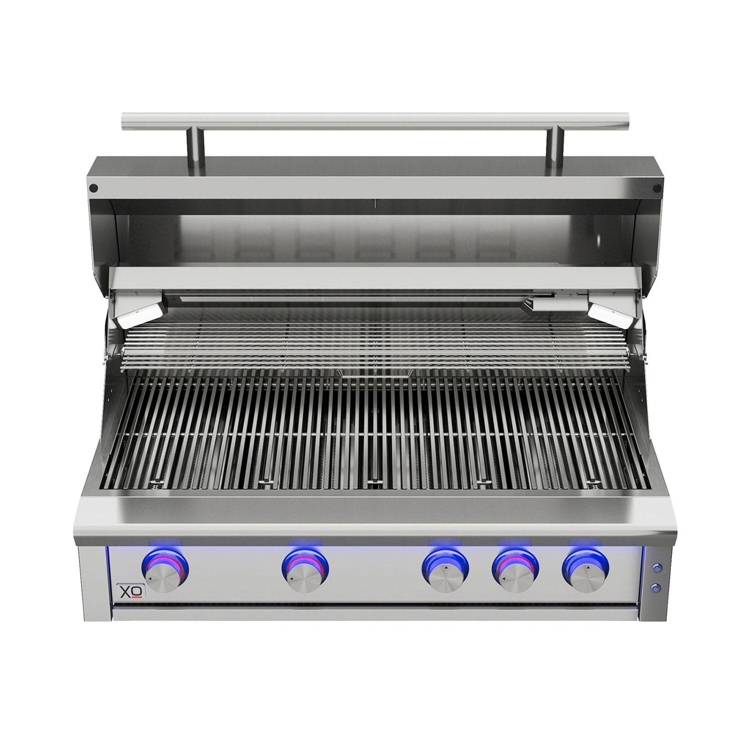 XO Appliance XOGRILL40XLT2N Performance XLT2 40-in 4 Burner Built-In Natural Gas Grill - Lid Up - White Background thumbnail