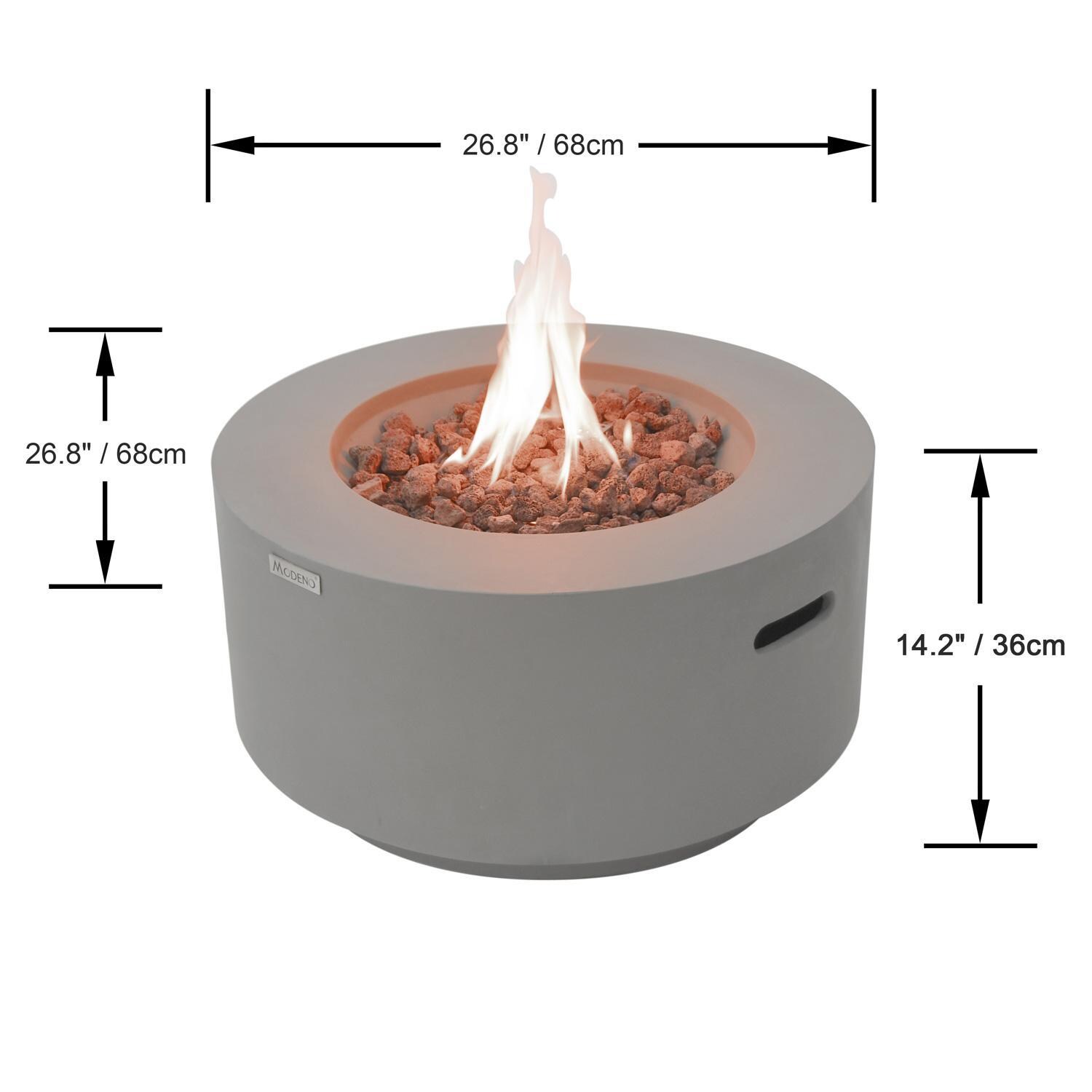 Elementi OFG152-NG Modeno Waterford 27-Inch Natural Gas Fire Pit Table - Dimensions thumbnail
