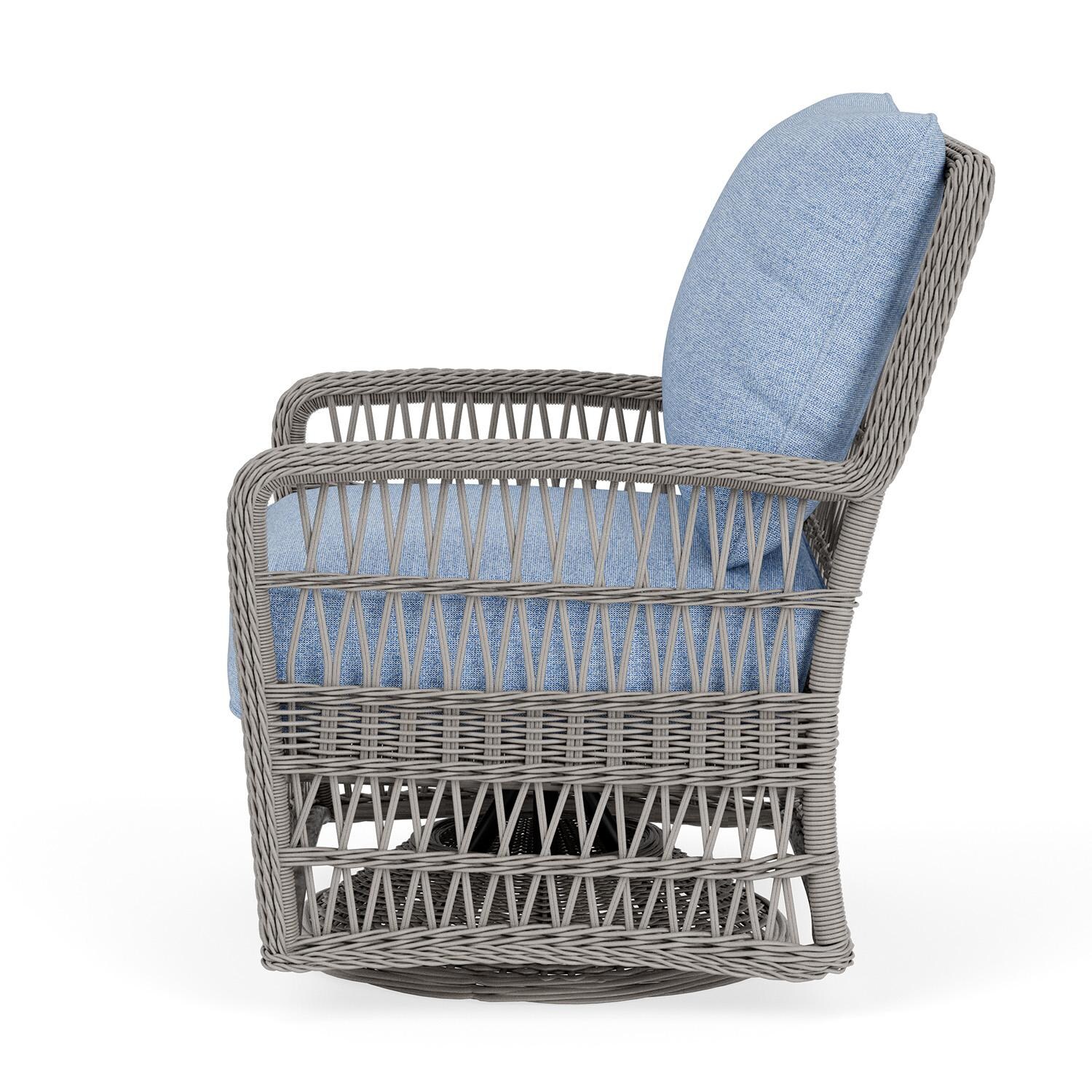 Lloyd Flanders Mackinac Swivel Glider Lounge Chair in Putty Finish with Demo Skyway fabric - Left Side thumbnail