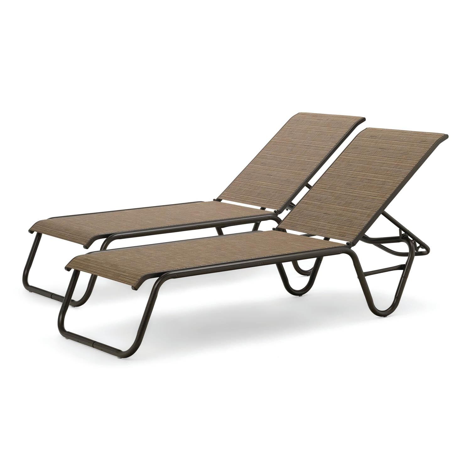 Gardenella 2 Piece Aluminum Stacking Chaise Lounge Set With Sling Seating - Textured Aged Bronze/Bark thumbnail