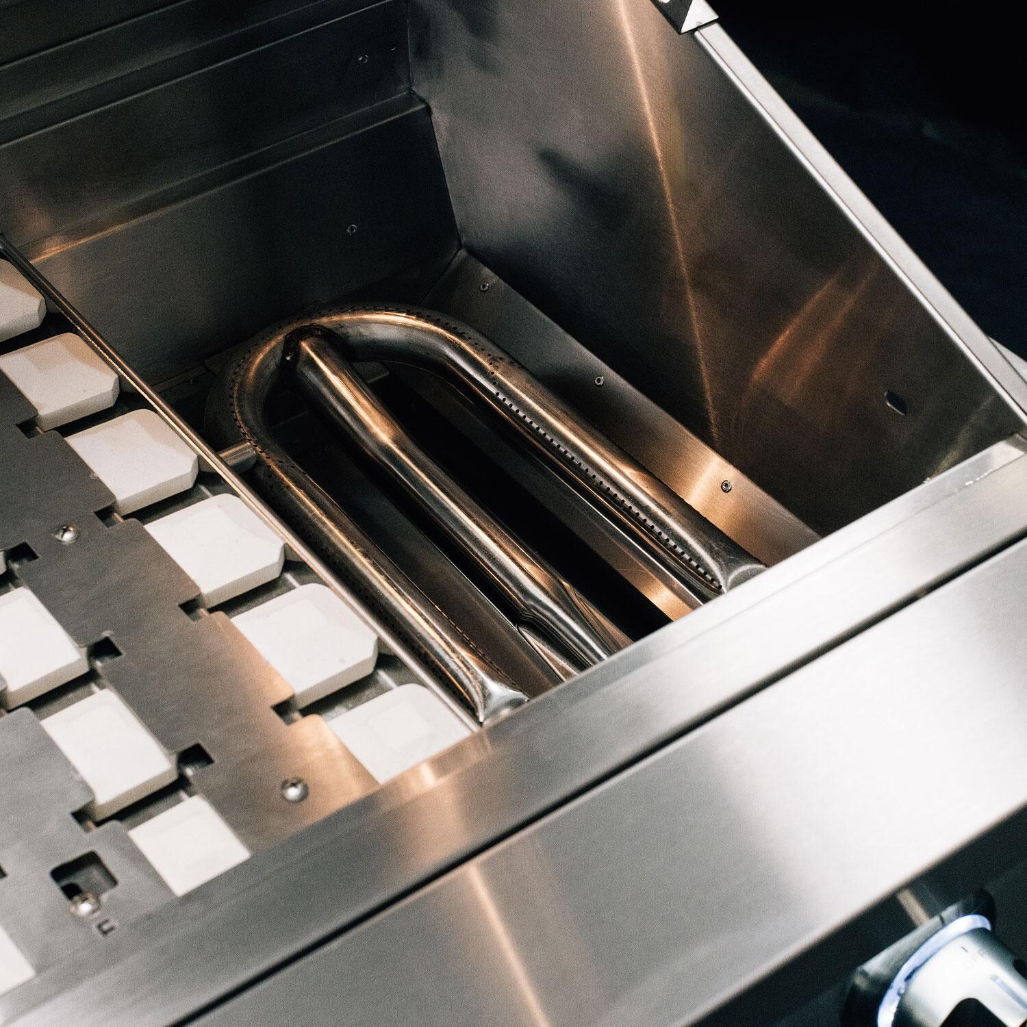 Summerset QST42-LP Quest 42-in 3 Burner Built-In Propane Gas Grill w/ Rear Infrared Burner, Rotisserie Kit, & Drop-In Griddle Plate - Burner Covers w/ Briquettes - Detail thumbnail