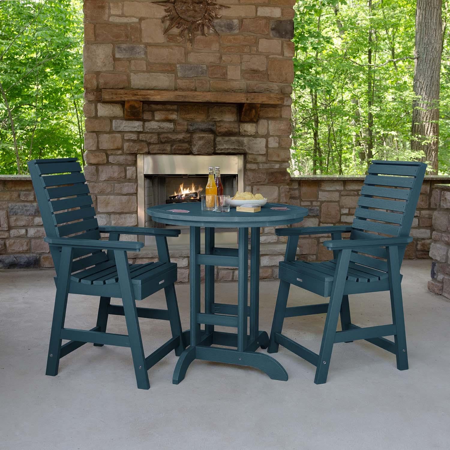 Elm Pointe 3 Pc Recycled Plastic Round Counter Dining Set in Nantucket Blue By Lakeview Outdoor Designs - Lifestyle thumbnail