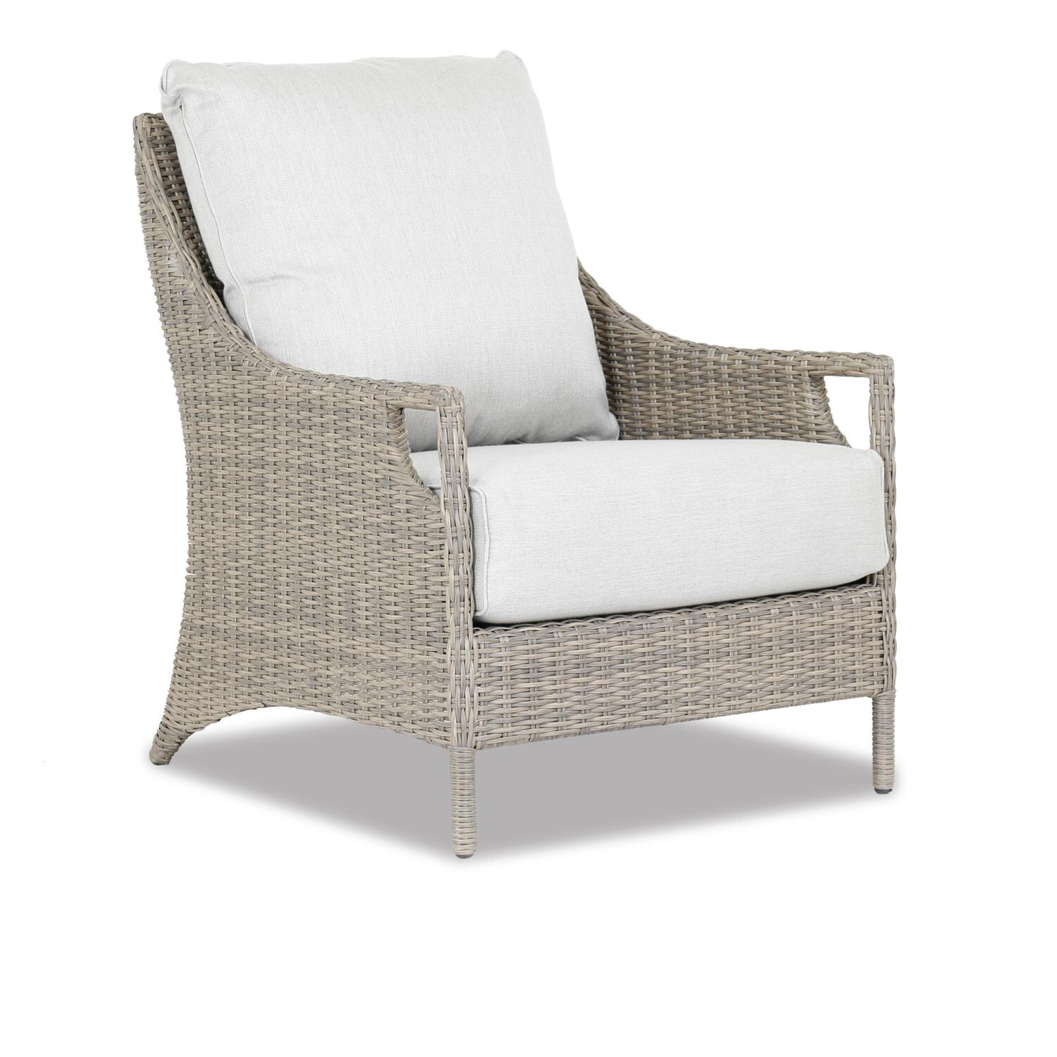Ibiza Wicker Patio Club Chair W/ Sunbrella Canvas Flax Cushions By Sunset West image