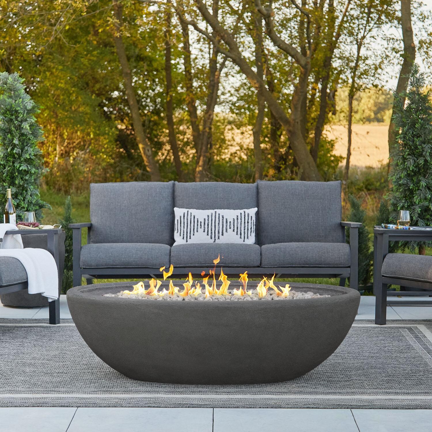 Real Flame Riverside 58-Inch Oval Propane Gas Fire Bowl - Shale - 592LP-SHL. image
