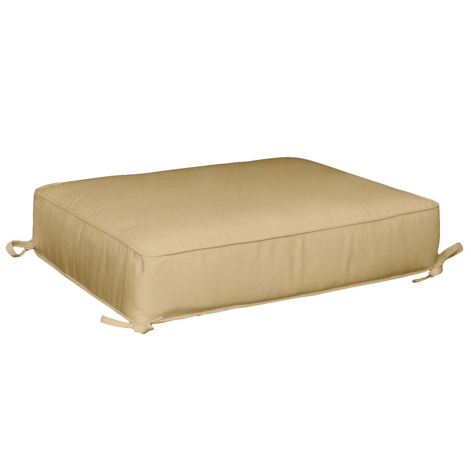 Sunbrella Canvas Wheat Large Outdoor Replacement Ottoman Cushion W/ Piping By BBQGuys Signature
