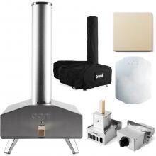 Ooni 3 Portable Outdoor Wood-Fired Pellet Pizza Oven Bundle W/ Gas Burner & Cover / Bag - Stainless Steel image
