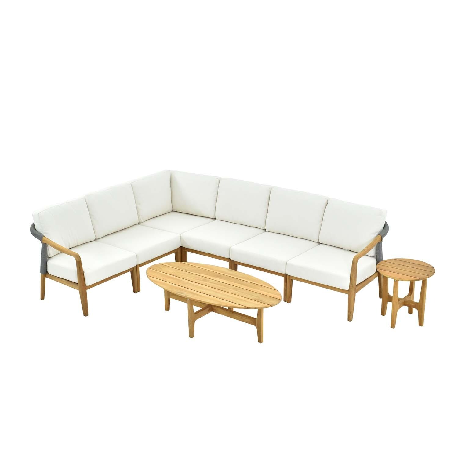 Ridgeview 8 Pc Set Teak Seating Set By Lakeview Outdoor Designs - White Background thumbnail