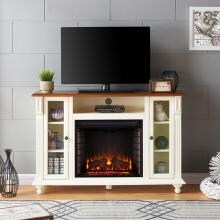 Southern Enterprises Carlinville 52-Inch Electric Fireplace Media Console - Antique White - FE9339