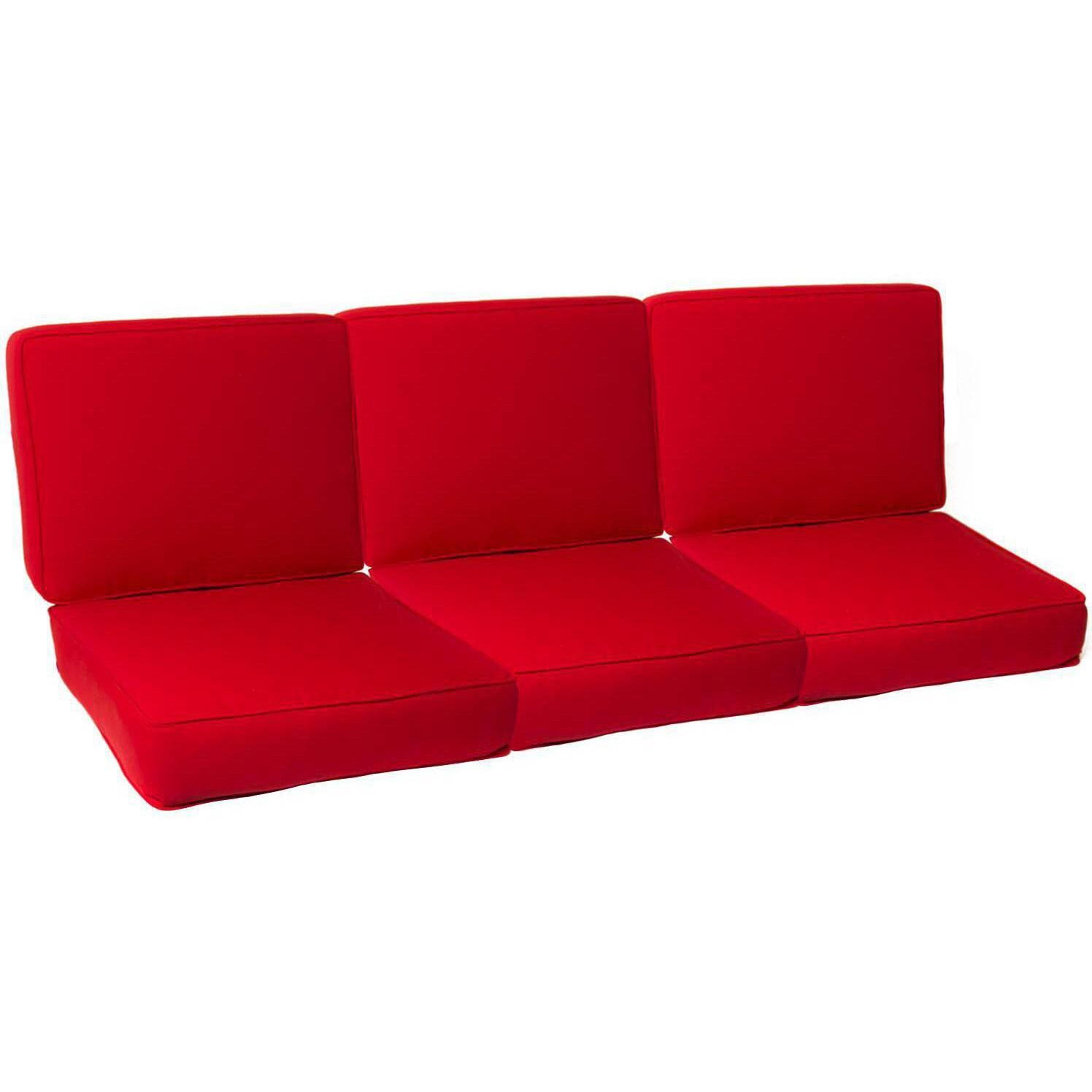 Sunbrella Canvas Jockey Red 6 Piece Small Outdoor Replacement Sofa Cushion Set W/ Piping By BBQGuys Signature