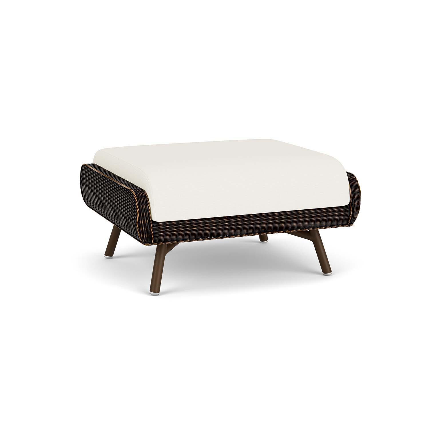 Lloyd Flanders Essence Ottoman W/Sailcloth Salt Fabric - Mink Finish - Back Left thumbnail