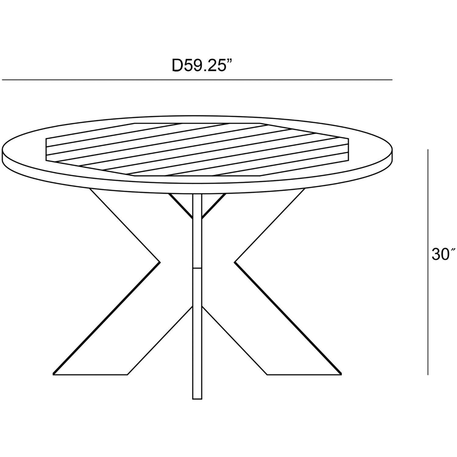 Wood Grove 6 Seat Reclaimed Teak 59 Inch Round Dining Table By Lakeview - Dimensional thumbnail