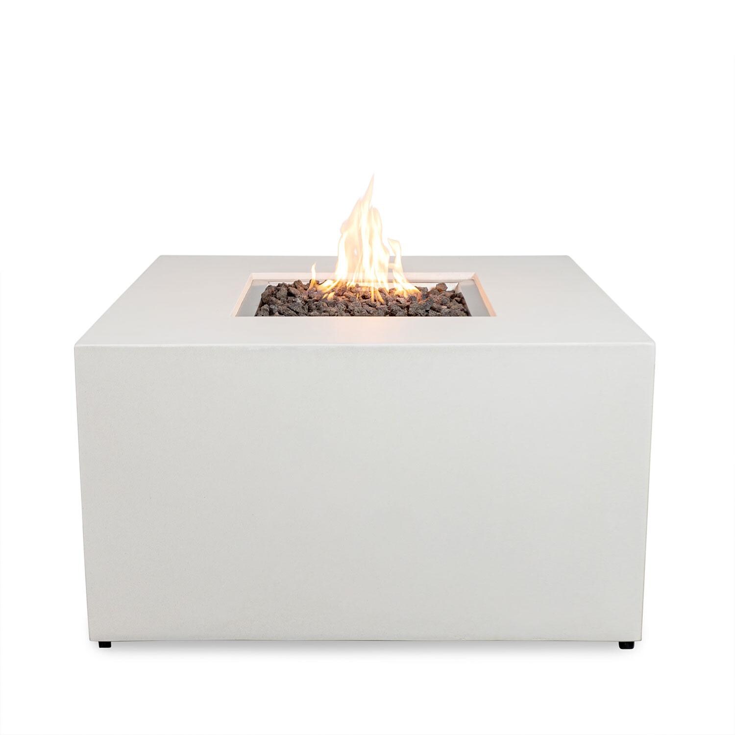Glenwood 42-in Square Concrete Propane Fire Pit w/ Hidden Propane Tank in White by Lakeview Outdoor Designs - White Background thumbnail