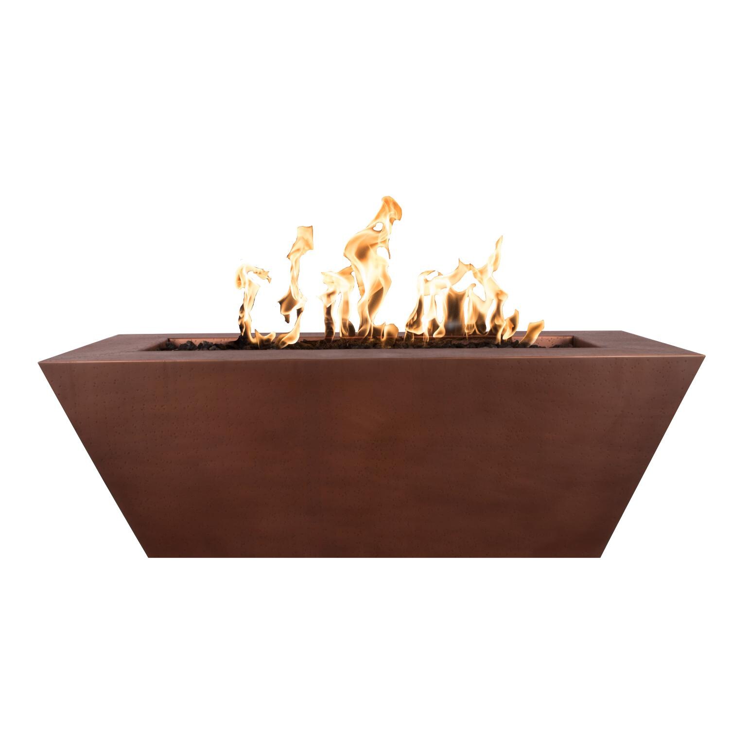 Mesa 48 Inch Rectangular Copper Propane Fire Pit w/ Glow Plug by The Outdoor Plus