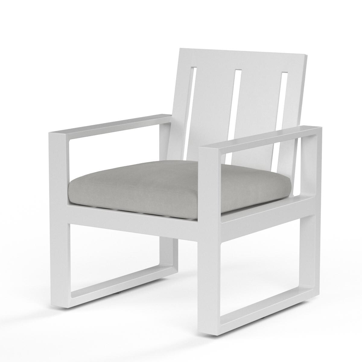 Sunset West Newport Aluminum Patio Dining Chair W/ Sunbrella Cast Silver Cushion image
