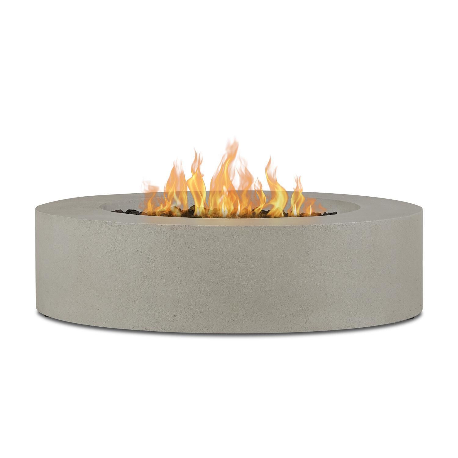 Hillview Bay 43 Inch Round Glass Fiber Reinforced Concrete Natural Gas Fire Pit Table in Flint by BBQGuys Signature - On - White Background thumbnail