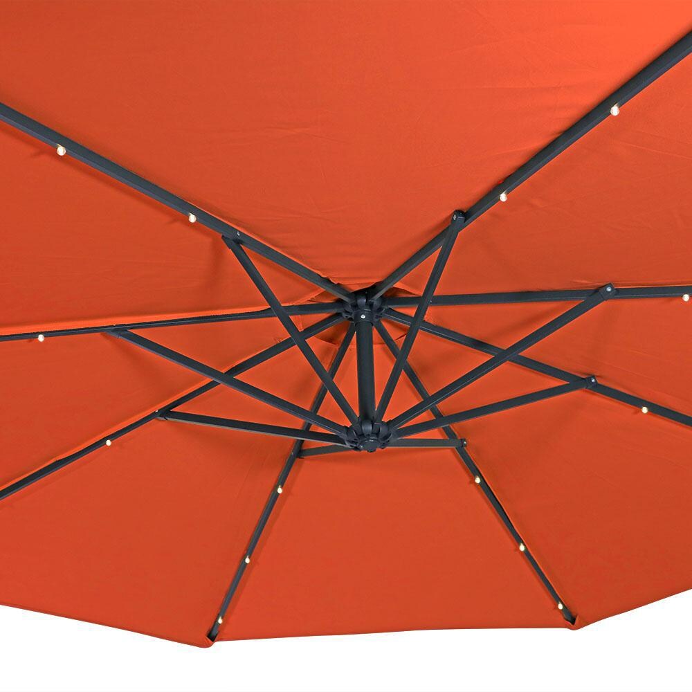 Ultimate Patio 10 Ft. Solar Lighted Octagonal Patio Cantilever Umbrella W/ Crank - Burnt Orange - Canopy Underside thumbnail