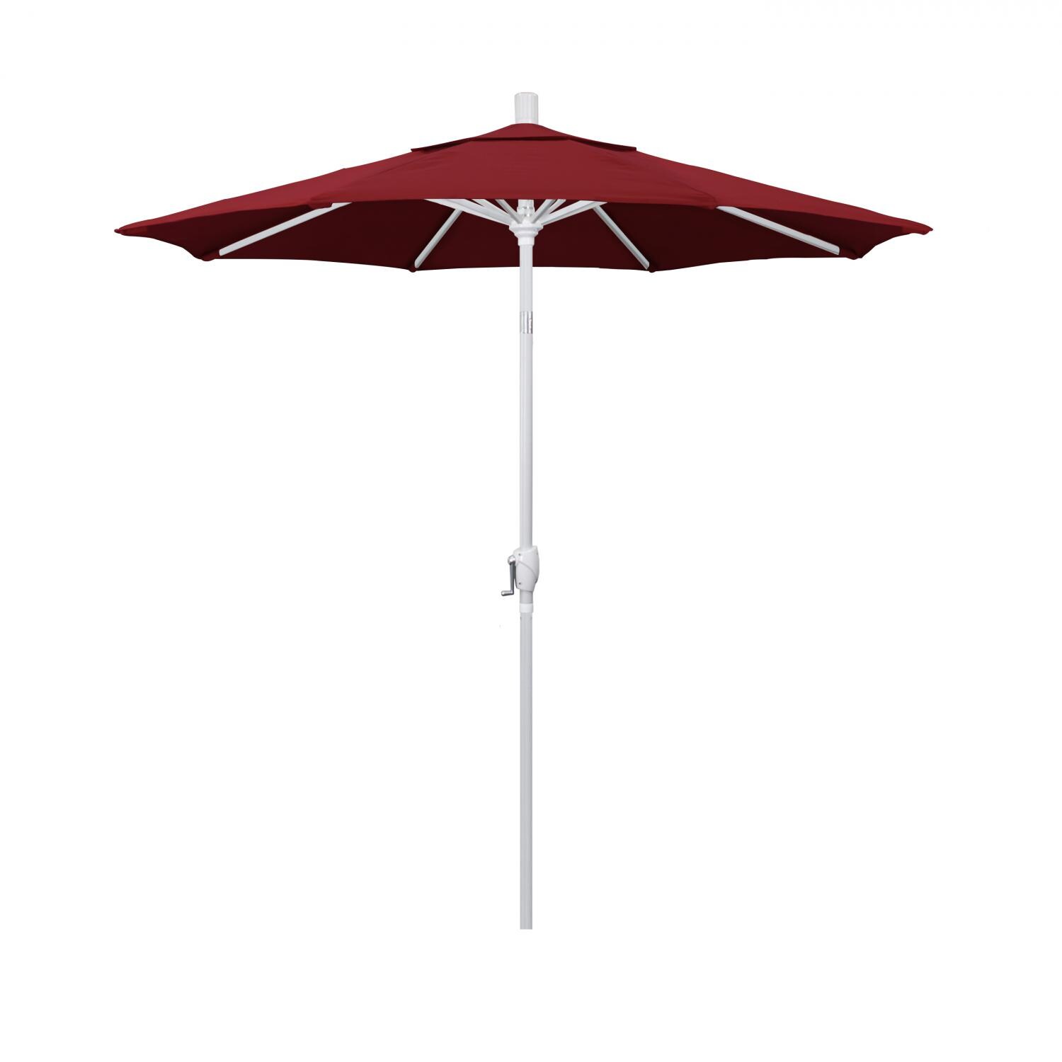 California Umbrella 7.5 Ft Octagonal Aluminum Push Button Tilt Patio Umbrella W/ Crank Lift & Aluminum Ribs - Matted White Frame / Olefin Red Canopy thumbnail