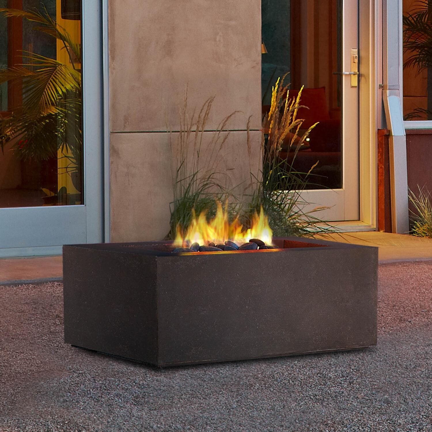 Real Flame Baltic 36-Inch Square Propane Gas Fire Pit Table - Kodiak Brown - T9620LP-KB
