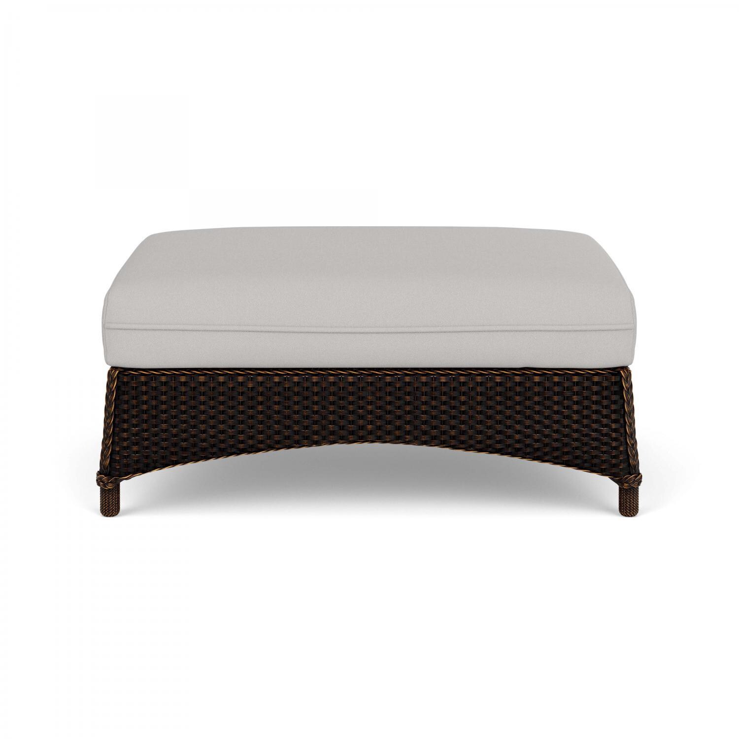 Lloyd Flanders Mandalay Large Ottoman in Mink Finish with Tundra Dove fabric - Back thumbnail