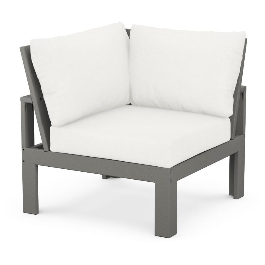 EDGE Recycled Plastic Sectional Corner Club Chair in Slate Gray/Natural Linen by POLYWOOD