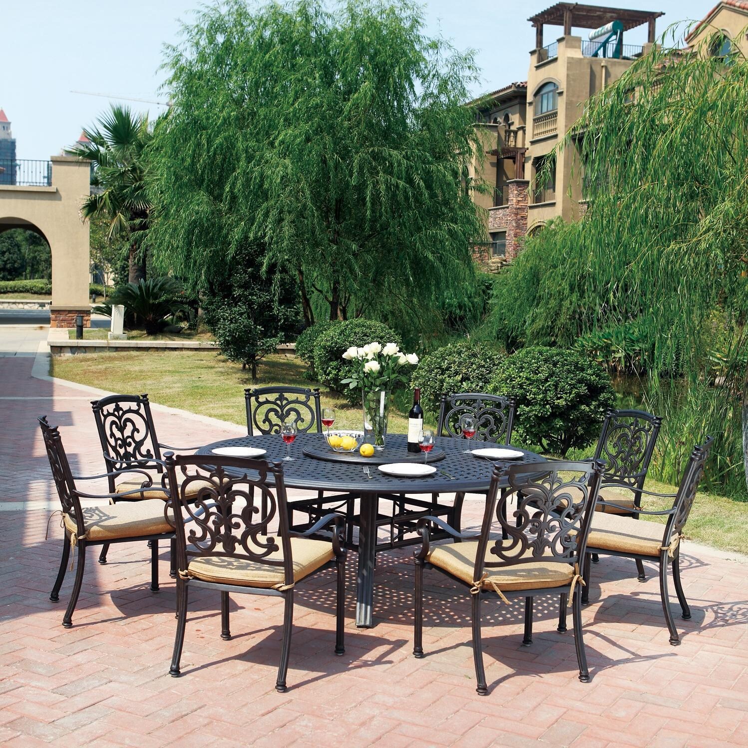 Darlee Santa Barbara 9 Piece Cast Aluminum Patio Dining Set With Lazy
