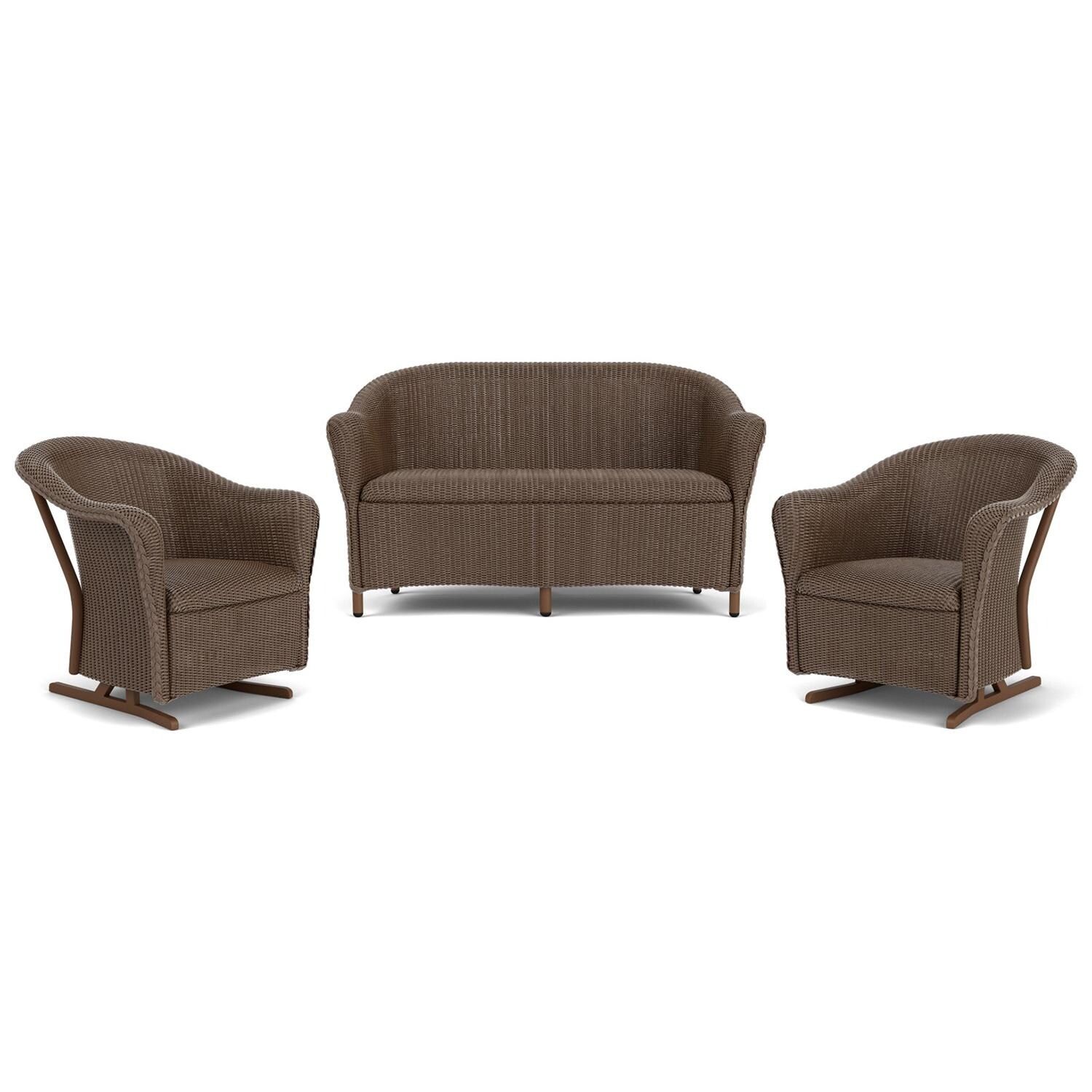 Reflections 3 Pc Lloyd Loom Seating Set w/ Rocking Chairs in Bark by Lloyd Flanders