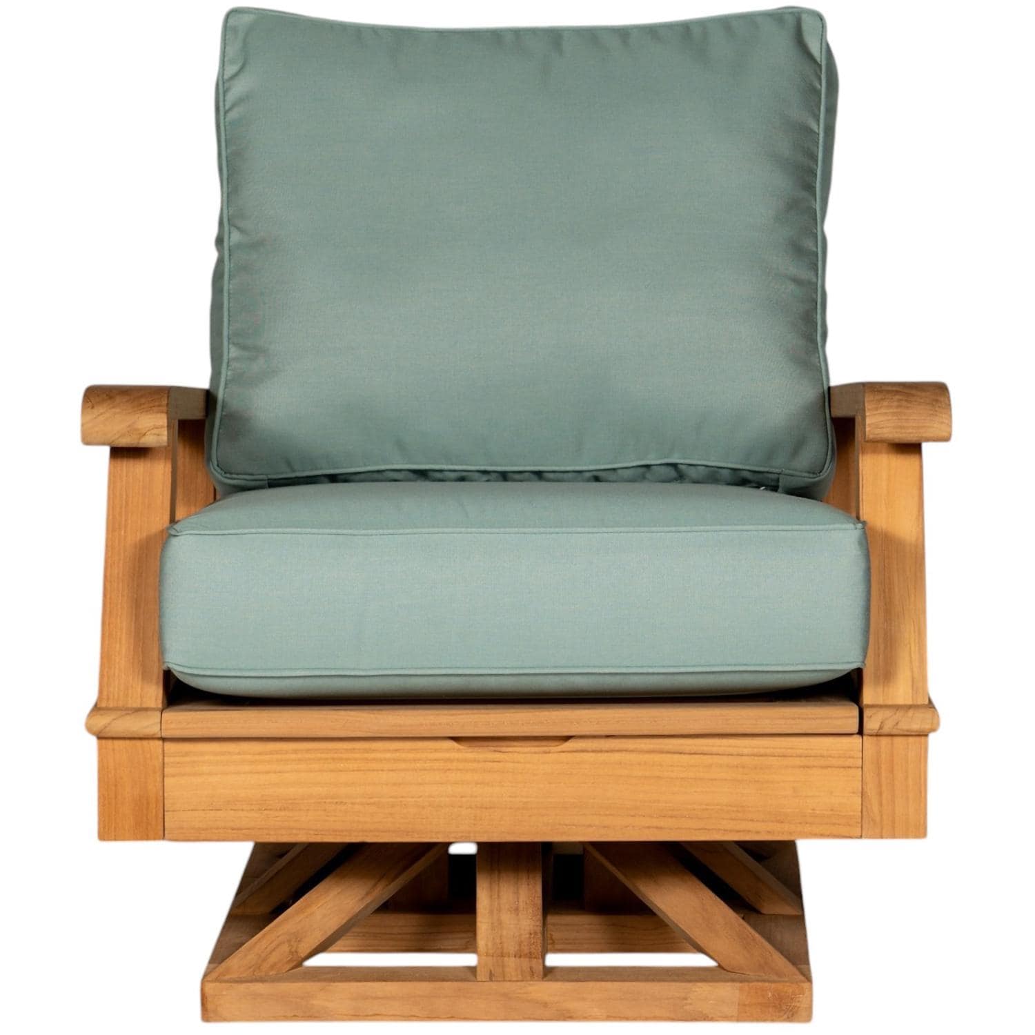 Royal Teak Collection MIASWS Miami Teak Swivel Chair w/ Sunbrella Cushions in Canvas Spa - Front - White Background thumbnail