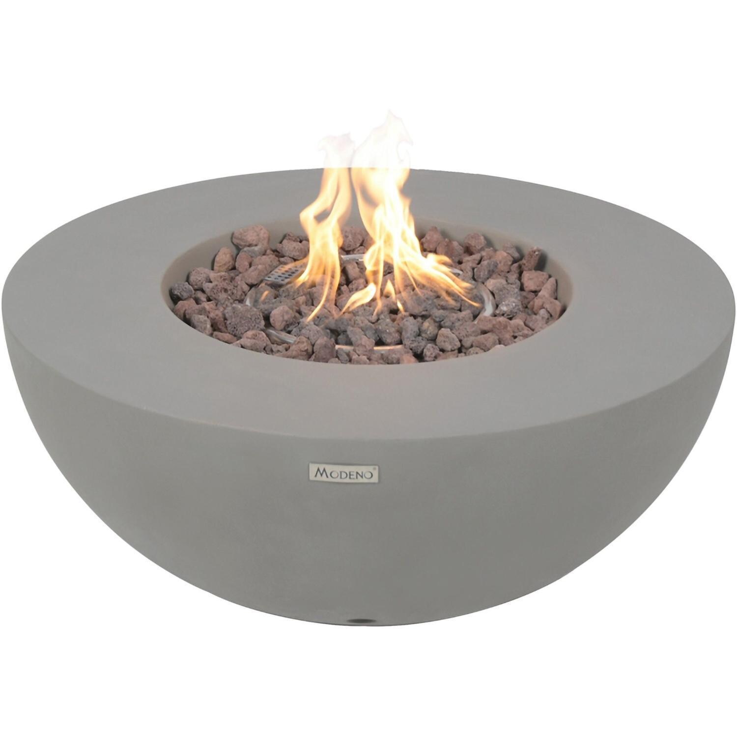 Roca OFG107-LP 34 Inch Round Concrete Propane Fire Pit Table in Gray By Elementi - On - White Background thumbnail