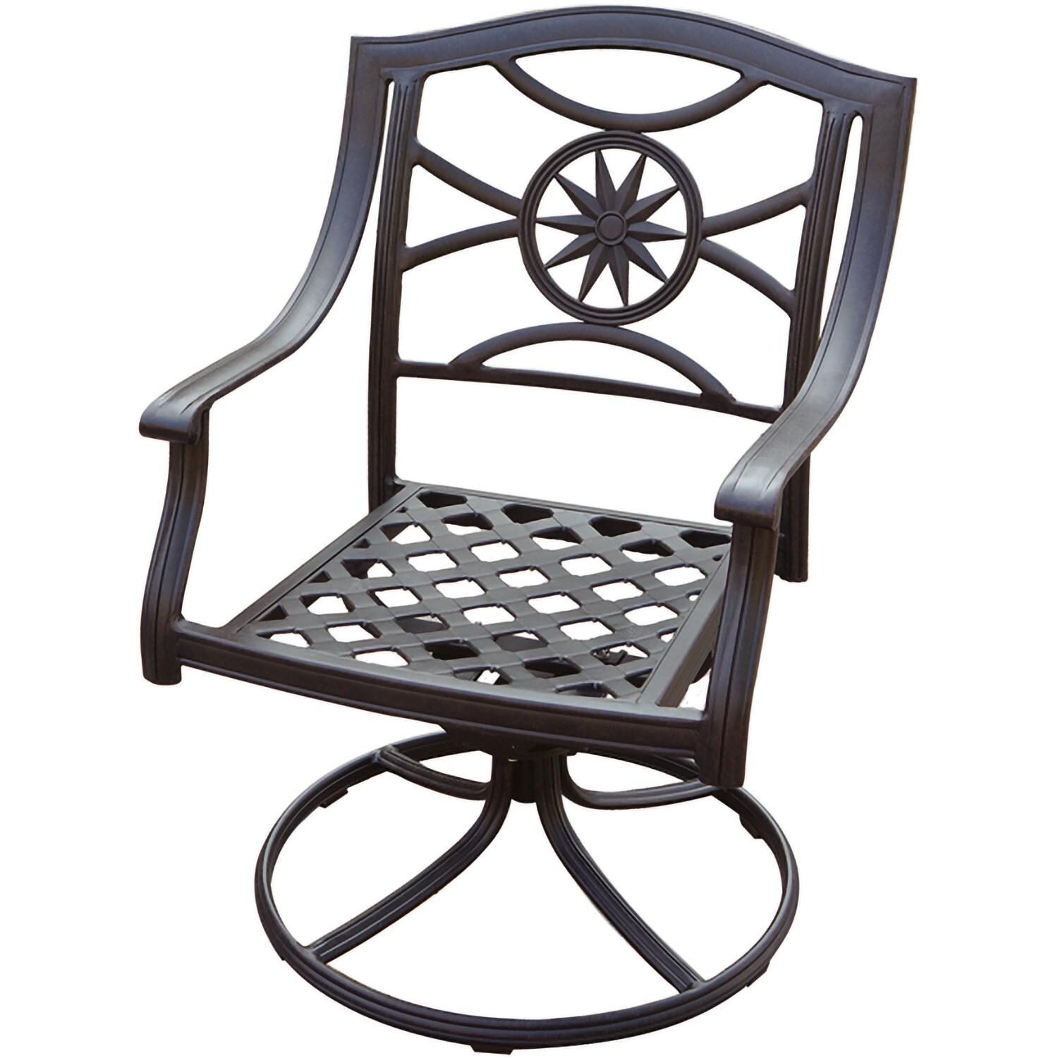 Darlee B/DL503-9PCDR-30W Ten Star 9 Pc Cast Aluminum Dining Set w/ Swivel Rocker Chairs in Antique Bronze - Chair - White Background thumbnail