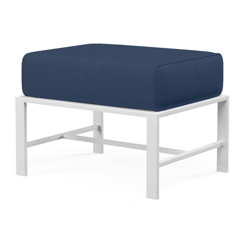 Bristol Aluminum Ottoman w/ Self Welt in White/Spectrum Indigo by Sunset West - White Background thumbnail