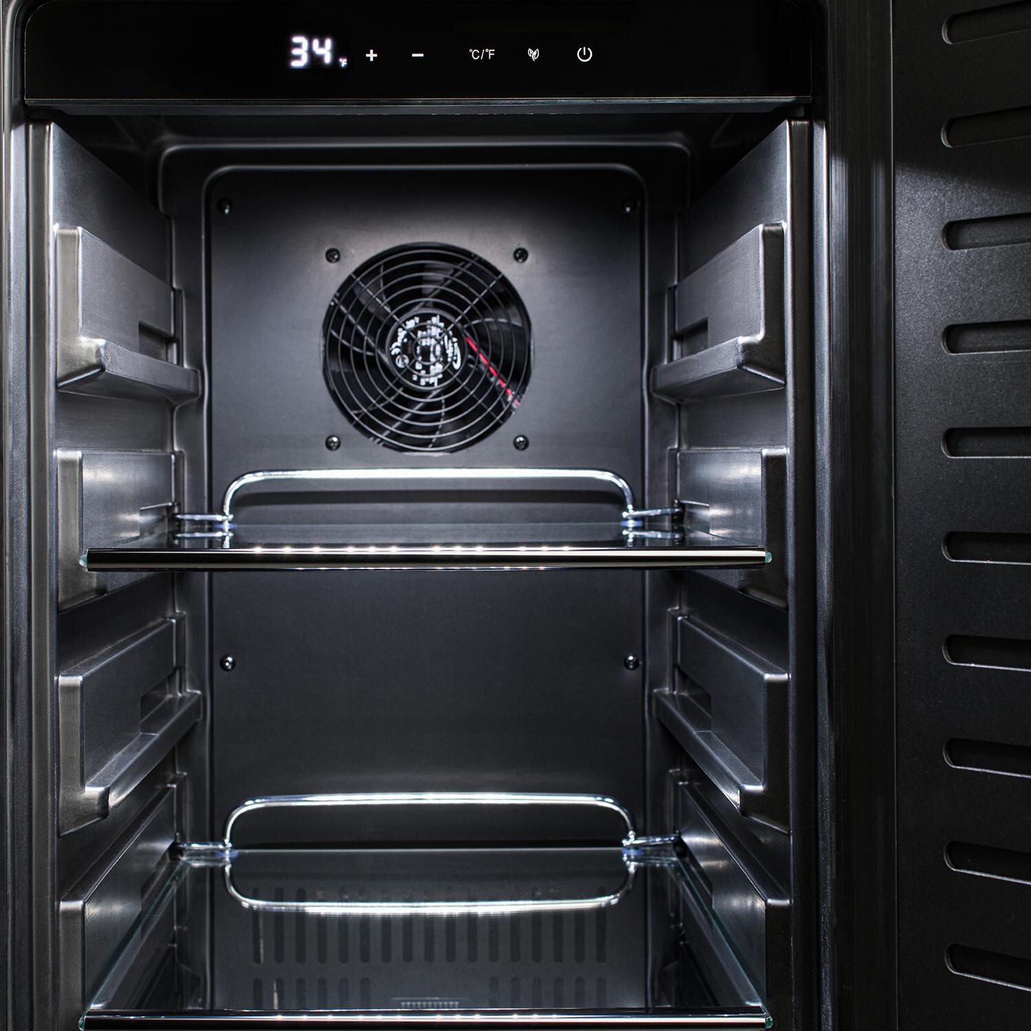 Blaze BLZ-SSRF-15 15-Inch 3.2 Cu. Ft. Outdoor Rated Compact Refrigerator - Inside with Lights On thumbnail